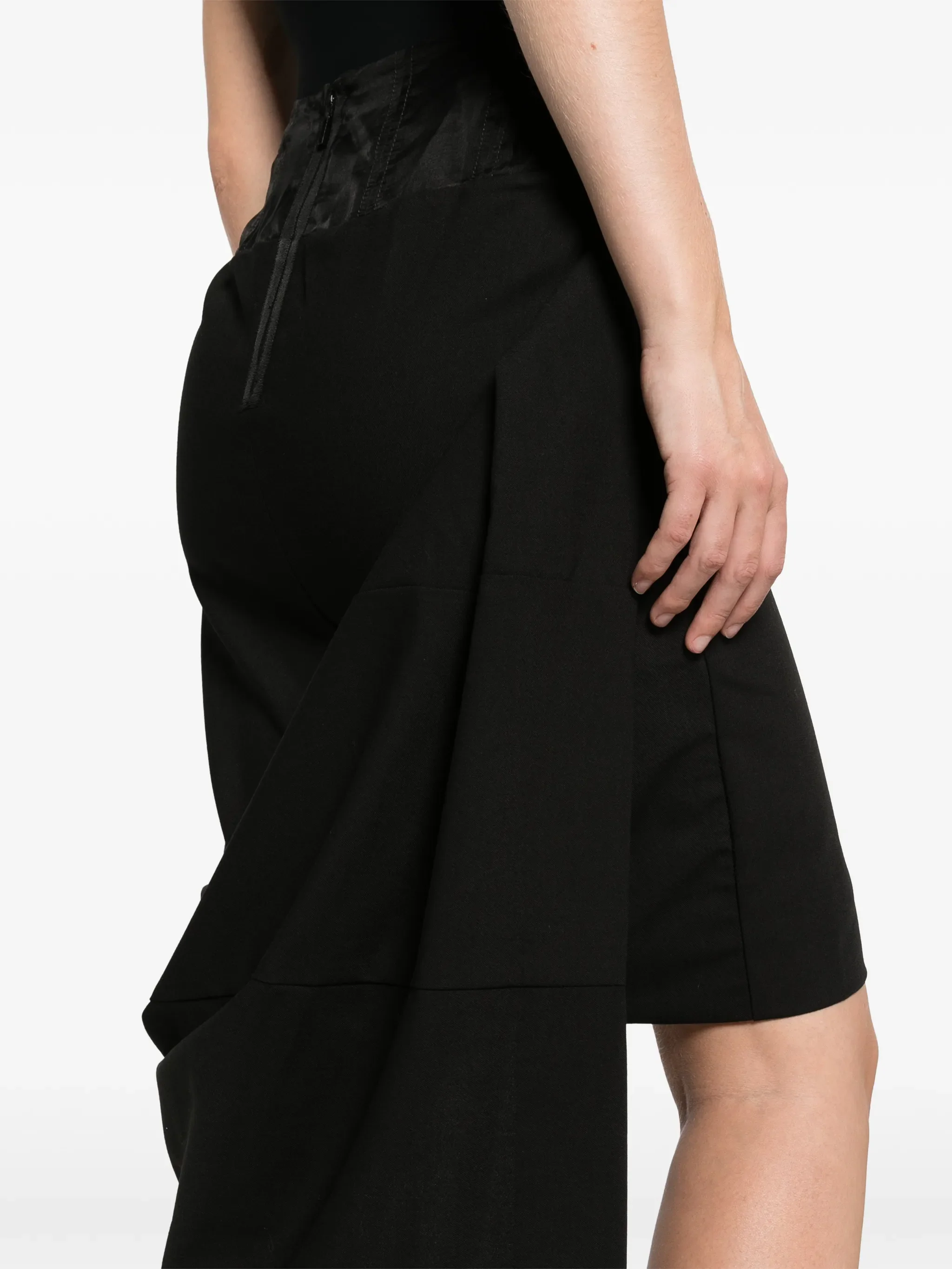 tailored drape skirt black