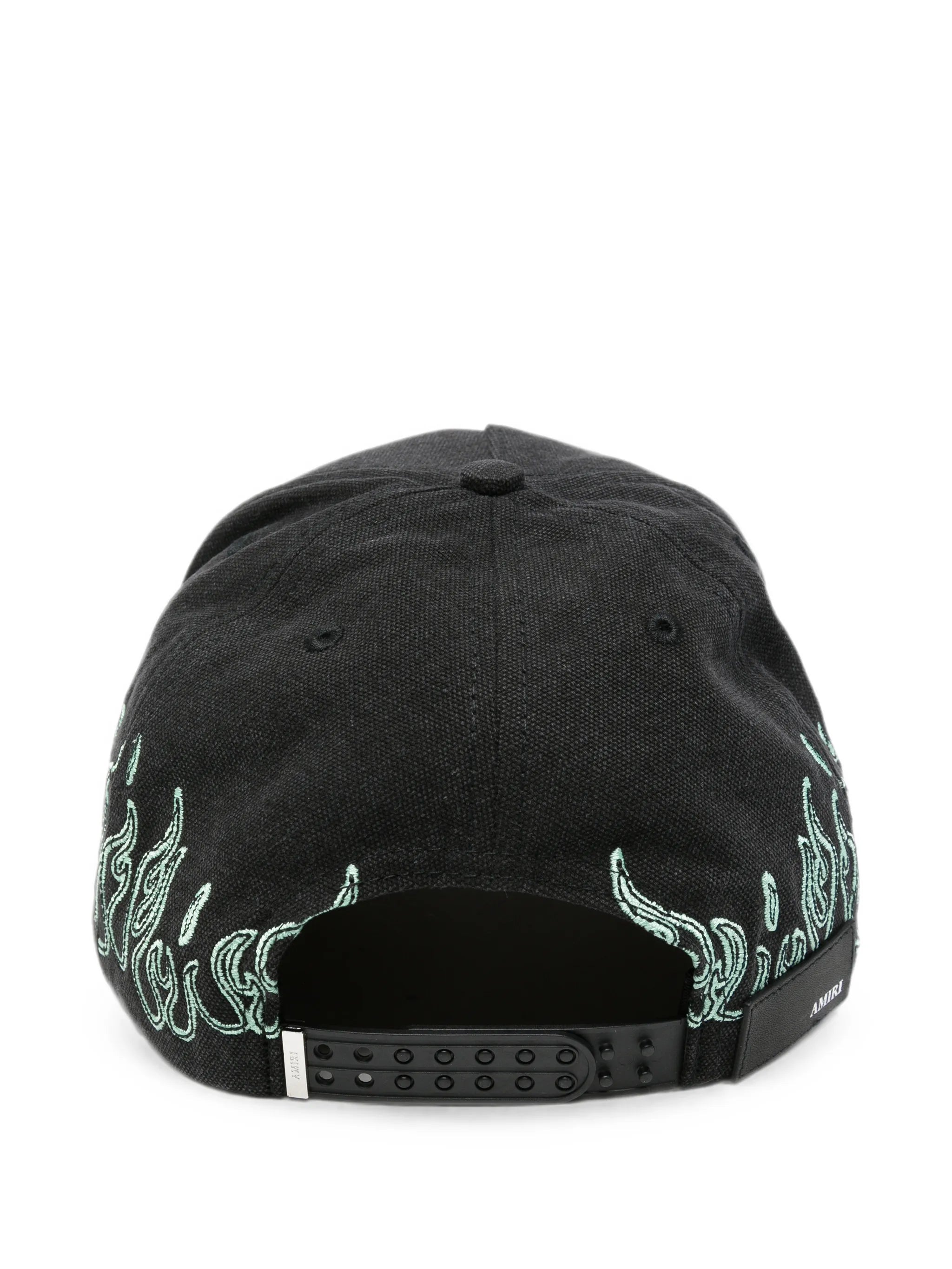 flame-embroidered logo-patch baseball cap