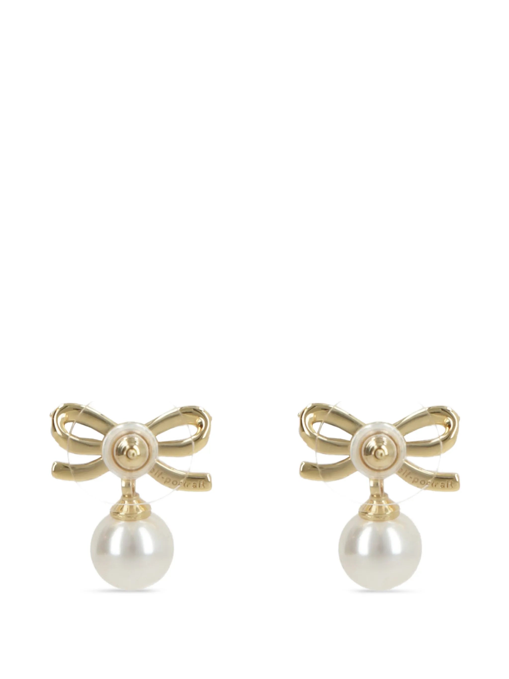 bow-detail pearl-drop earrings