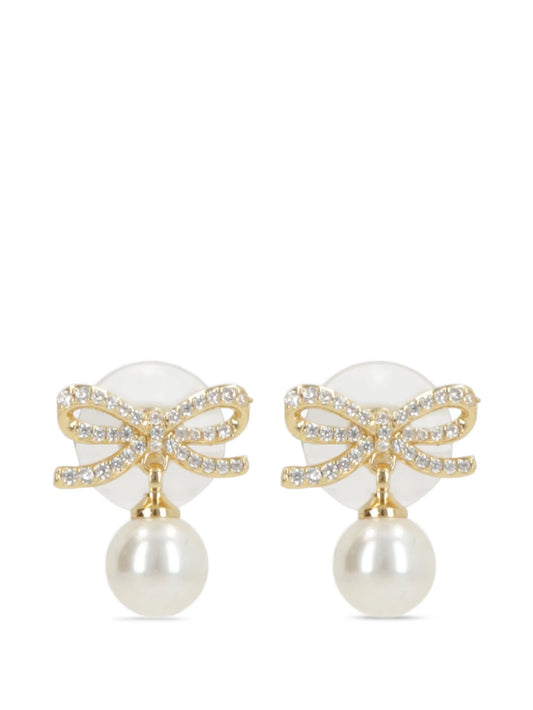 bow-detail pearl-drop earrings