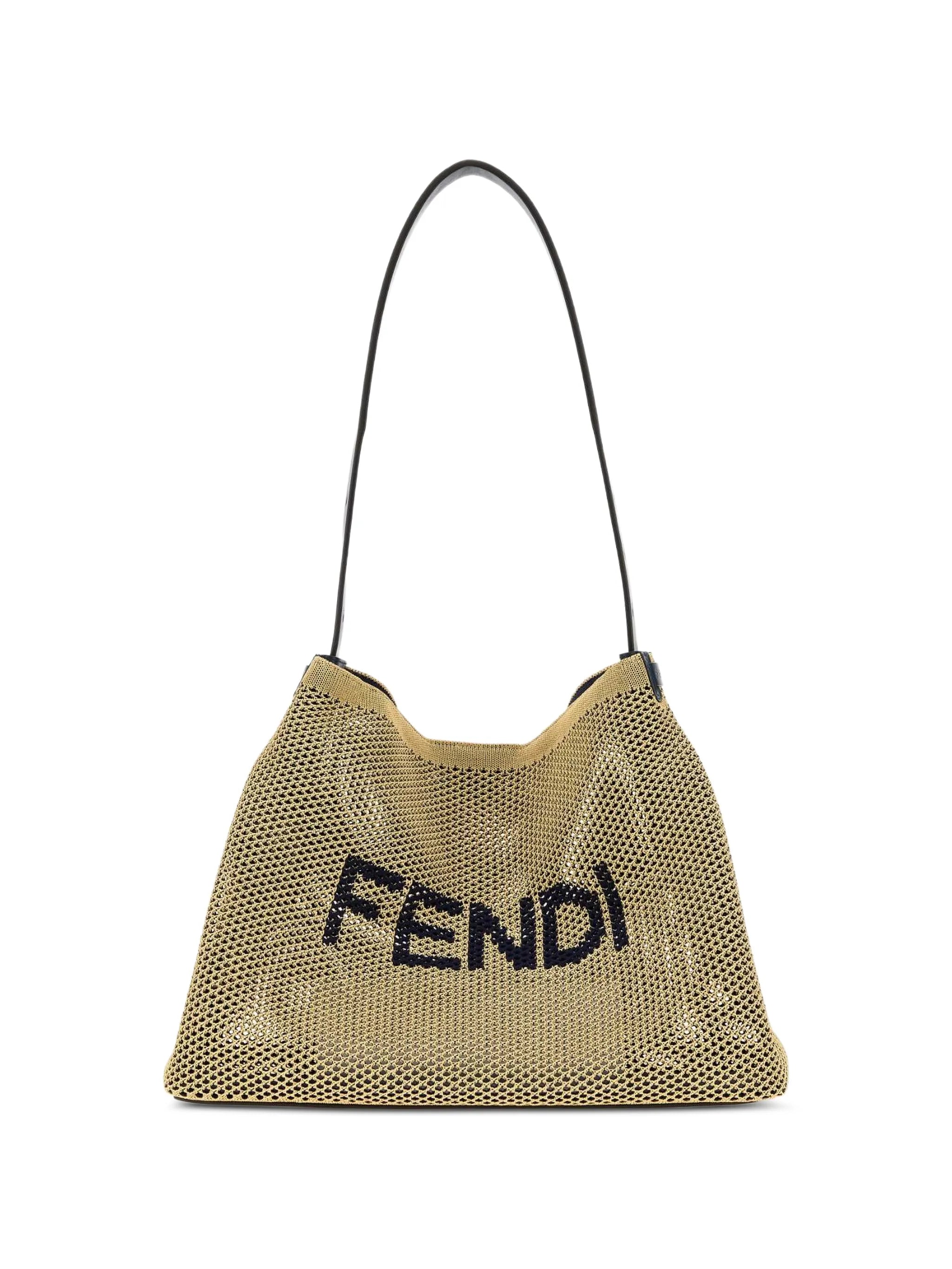 large logo-embroidered shoulder bag