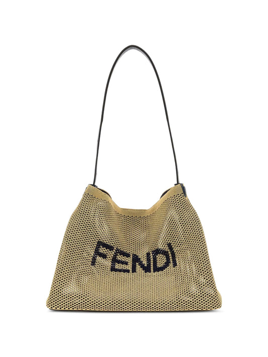 large logo-embroidered shoulder bag