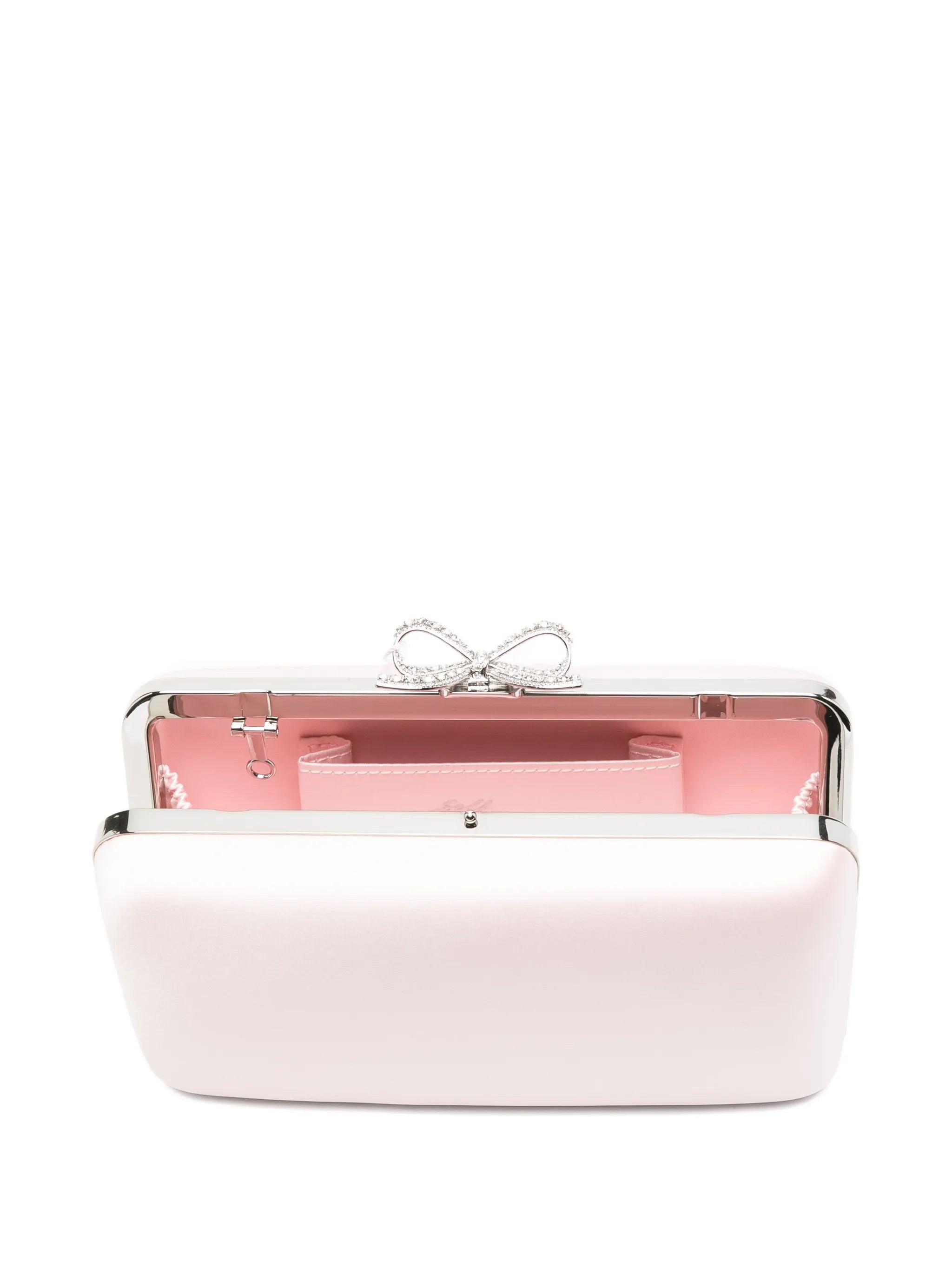 bow-embellished satin mini clutch bag