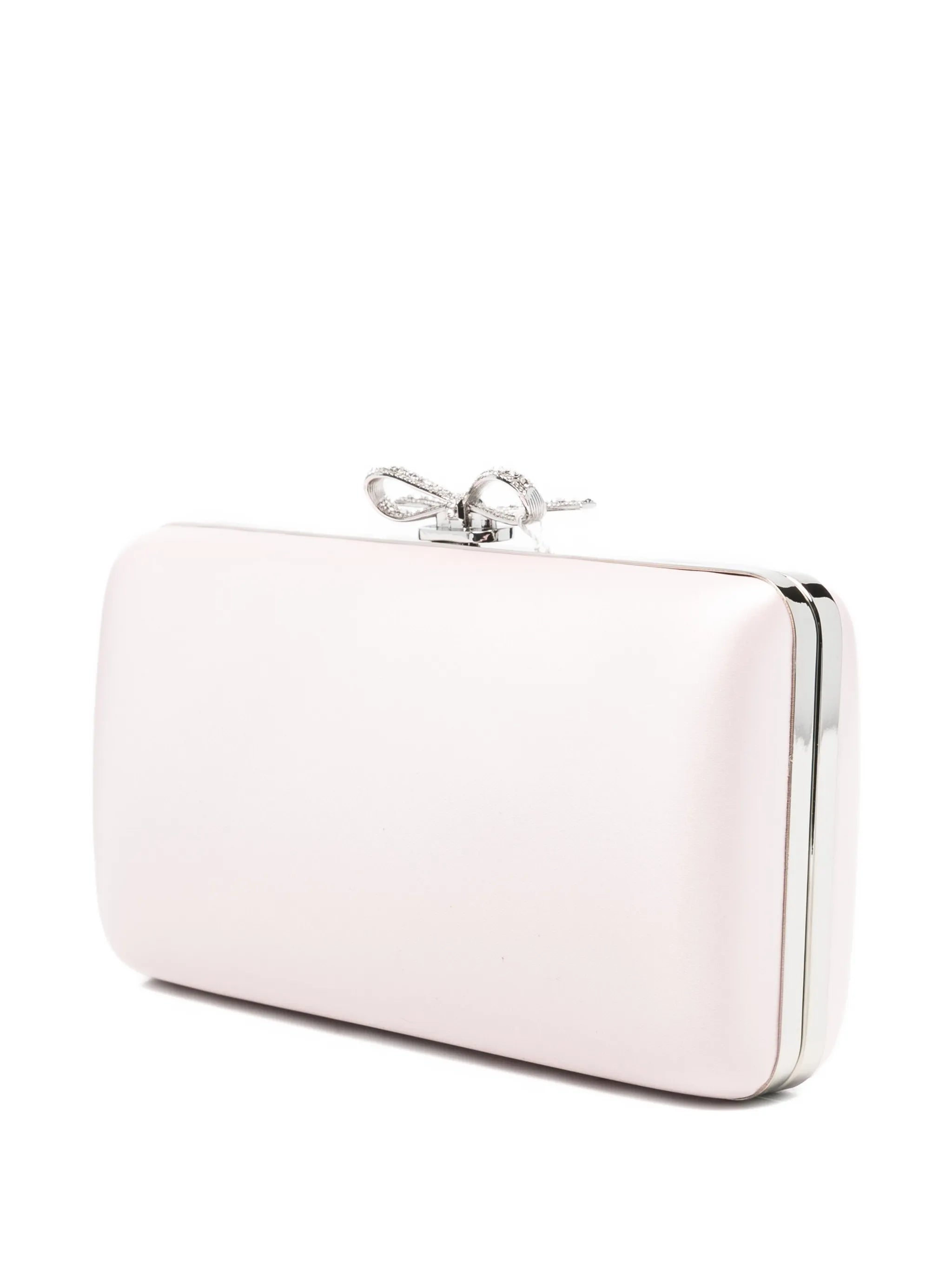 bow-embellished satin mini clutch bag