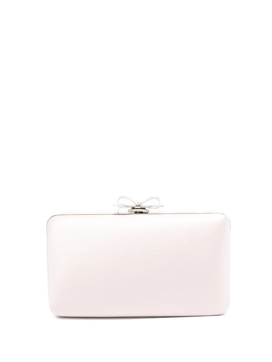 bow-embellished satin mini clutch bag
