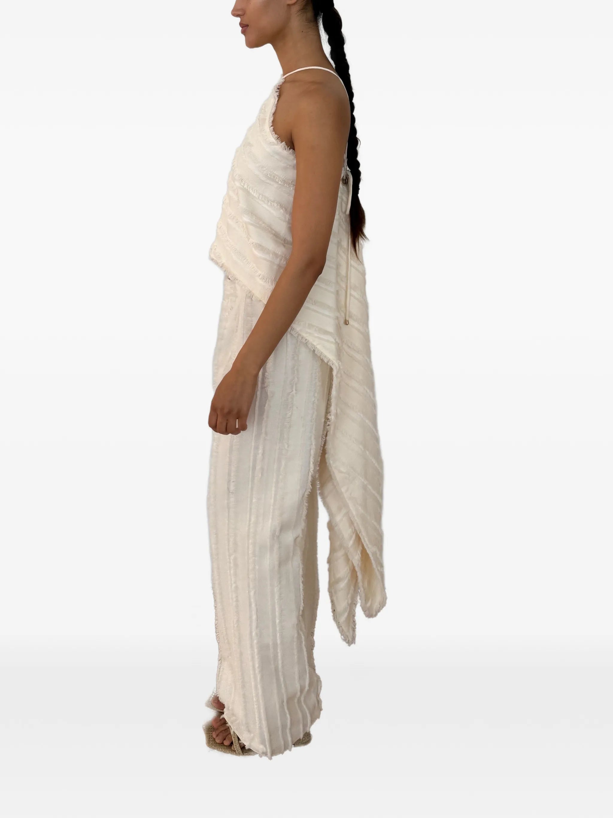 Ary fringed textured-finish trousers