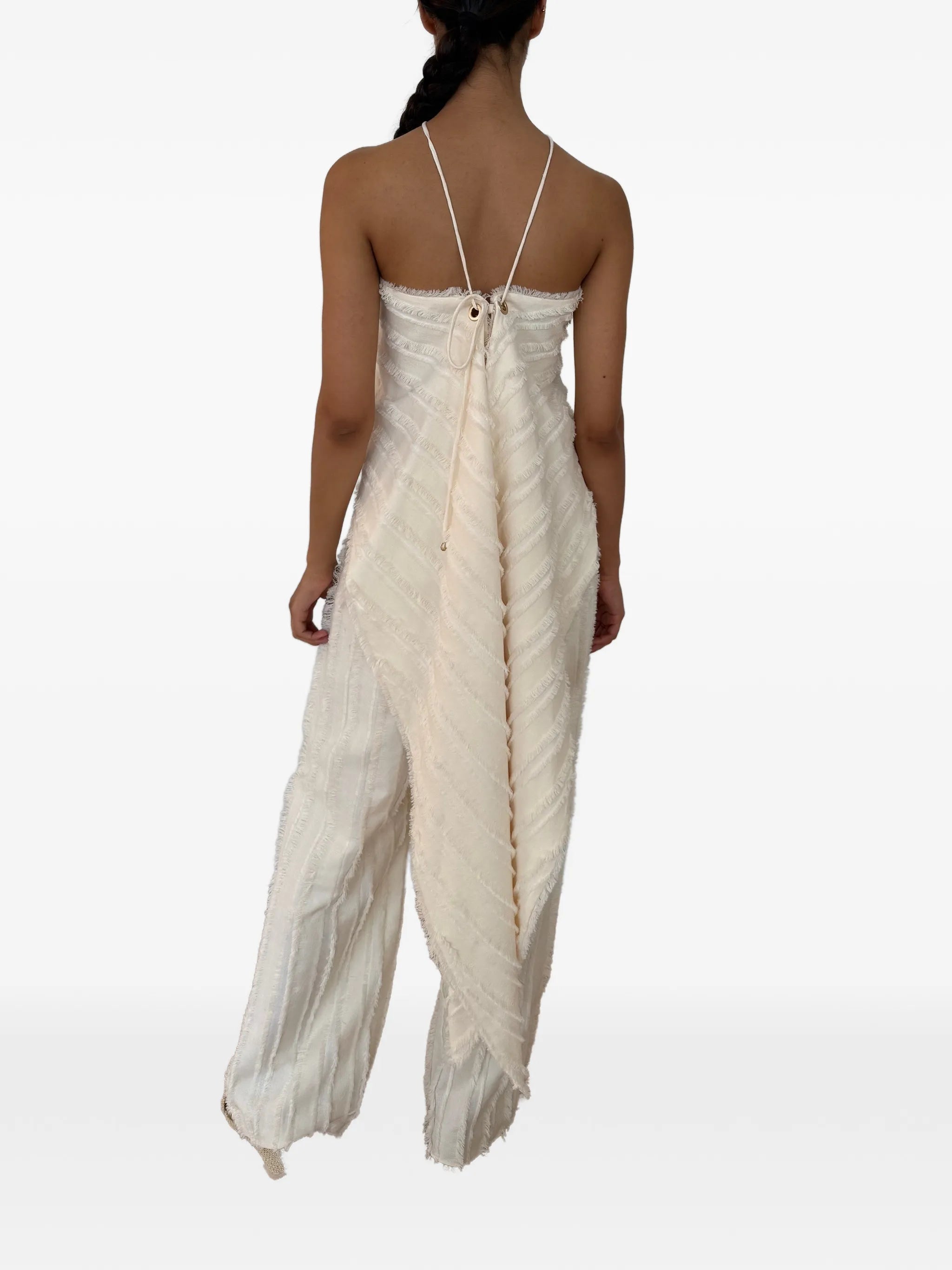 Ary fringed textured-finish trousers