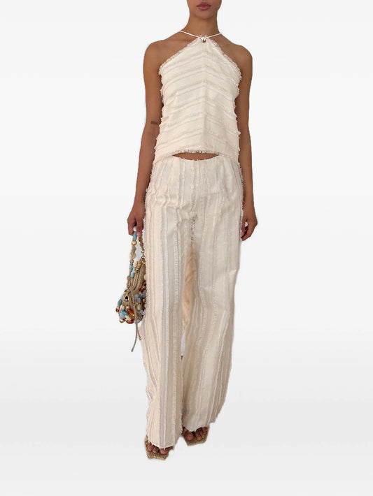 Ary fringed textured-finish trousers
