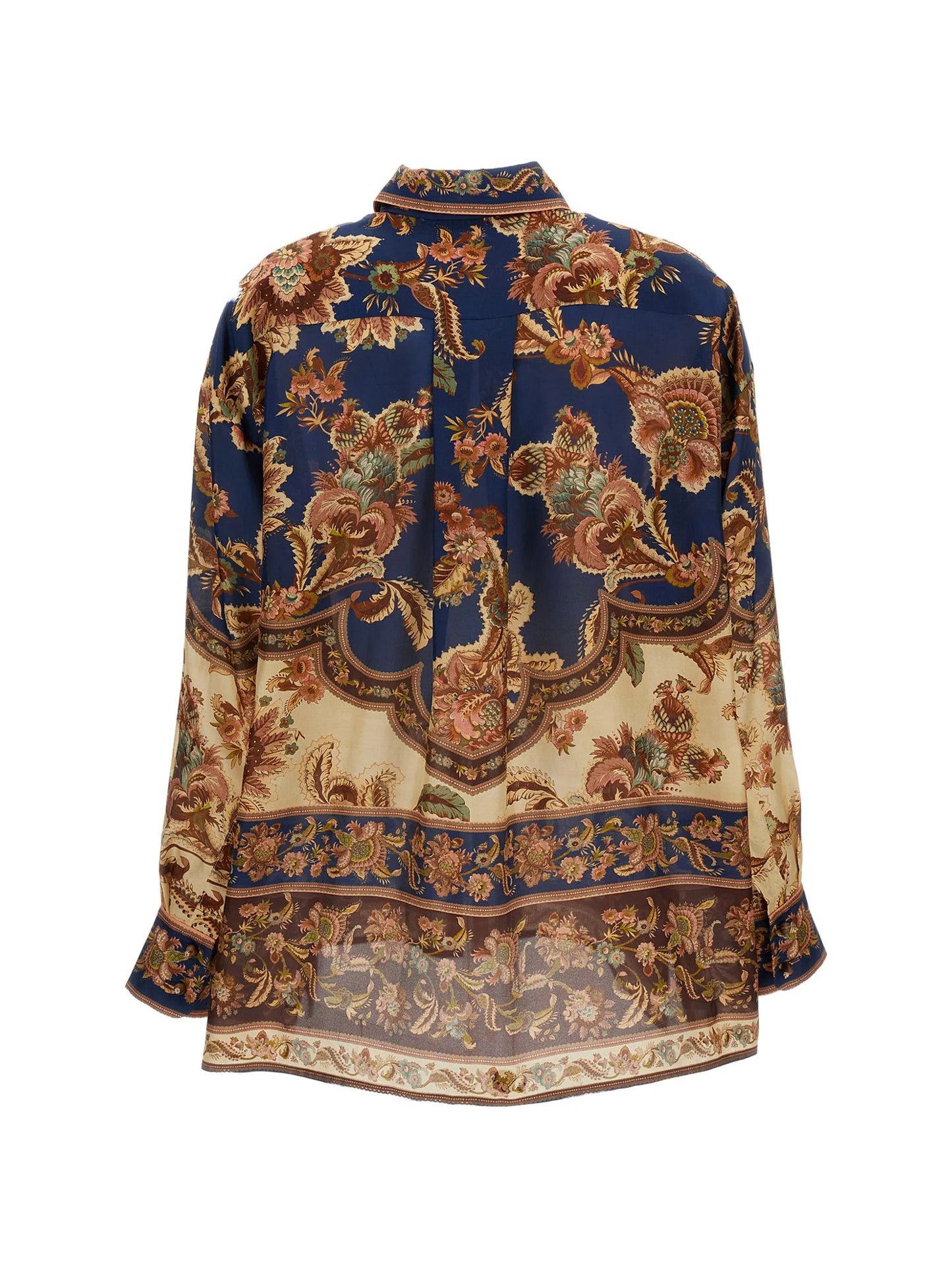 floral-print silk shirt