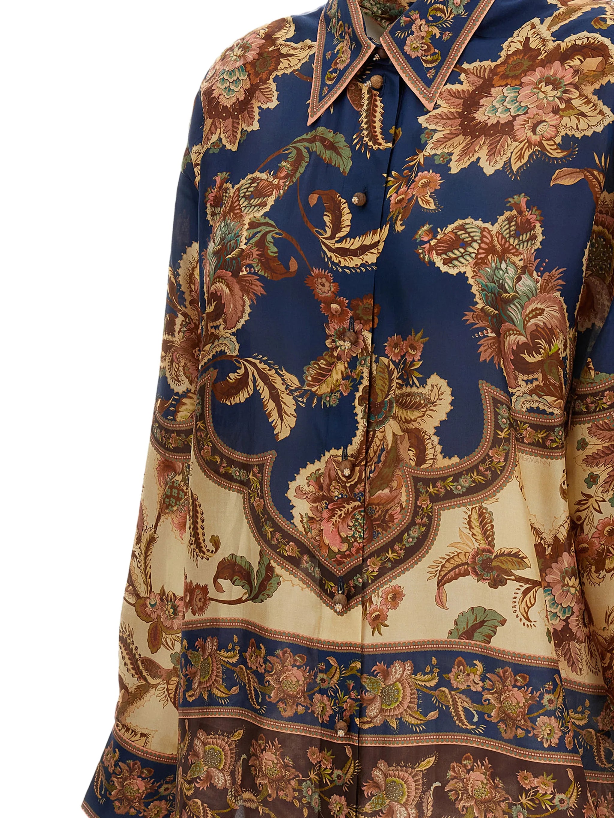 floral-print silk shirt