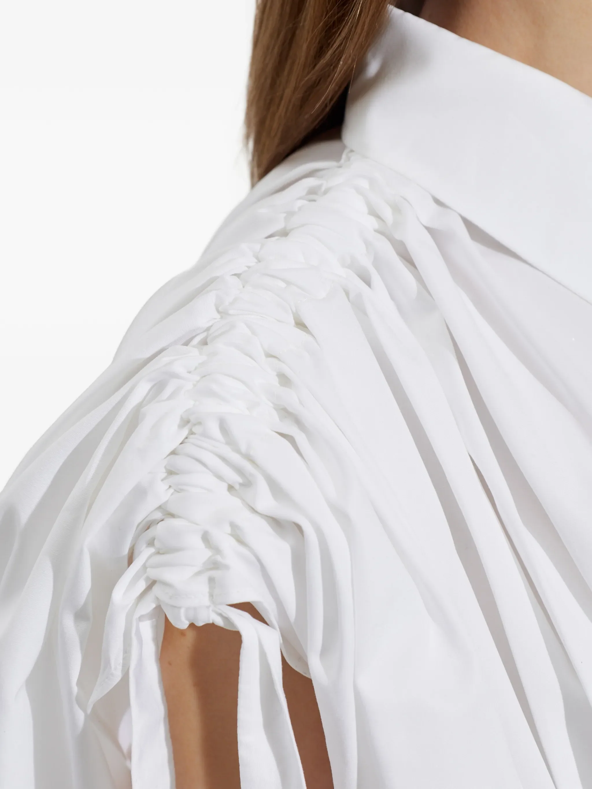 long shirt dress in poplin with ruched details