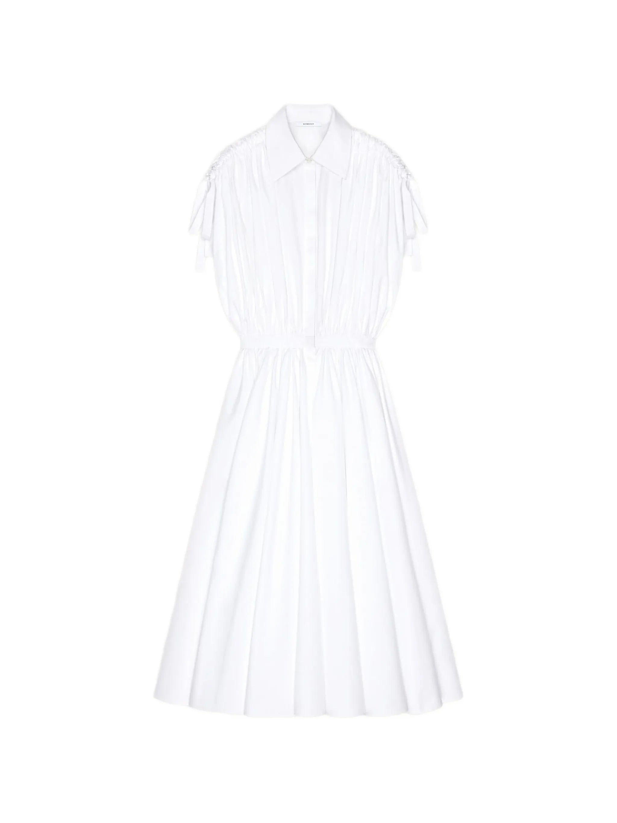 long shirt dress in poplin with ruched details
