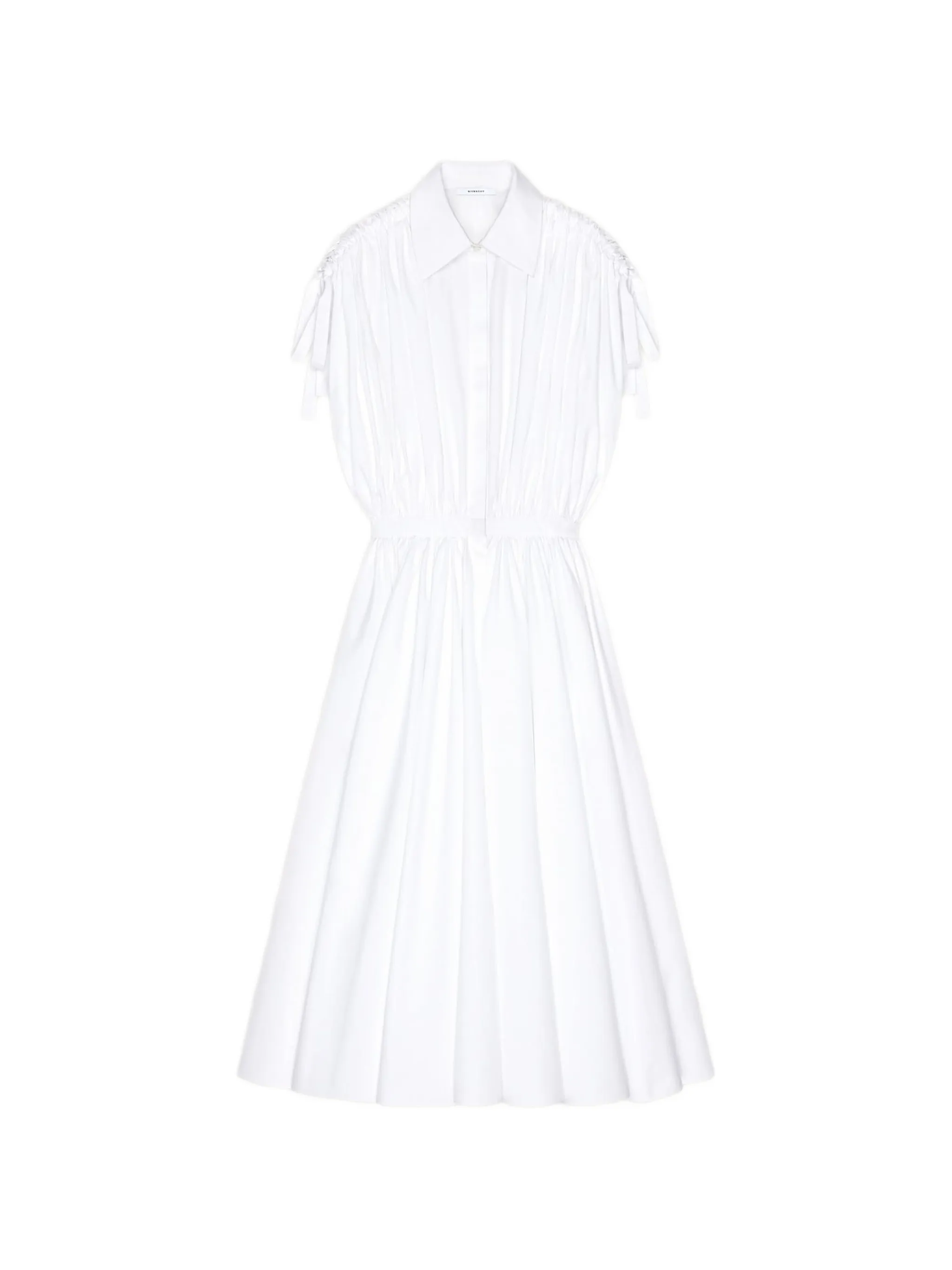 long shirt dress in poplin with ruched details