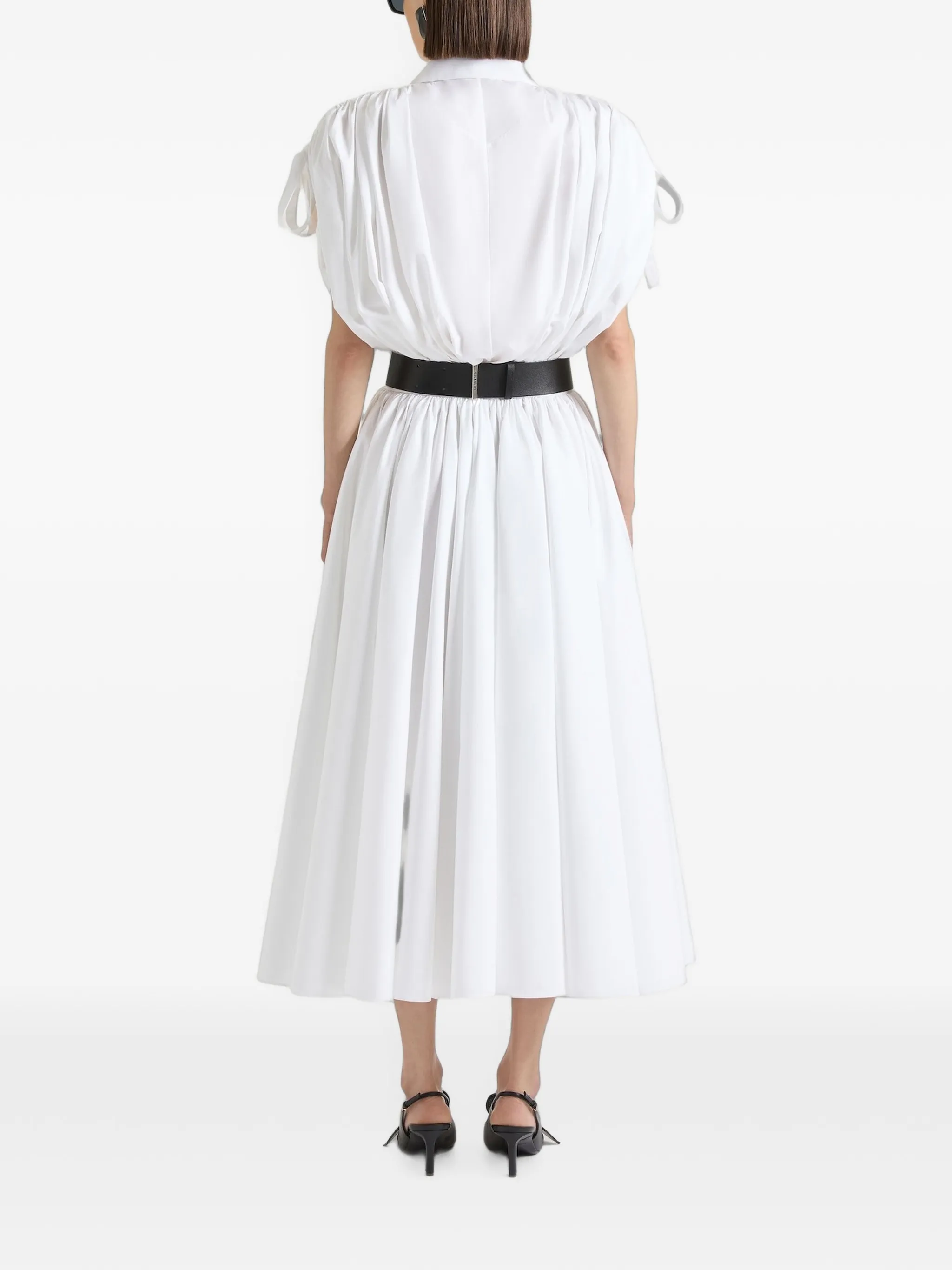 long shirt dress in poplin with ruched details