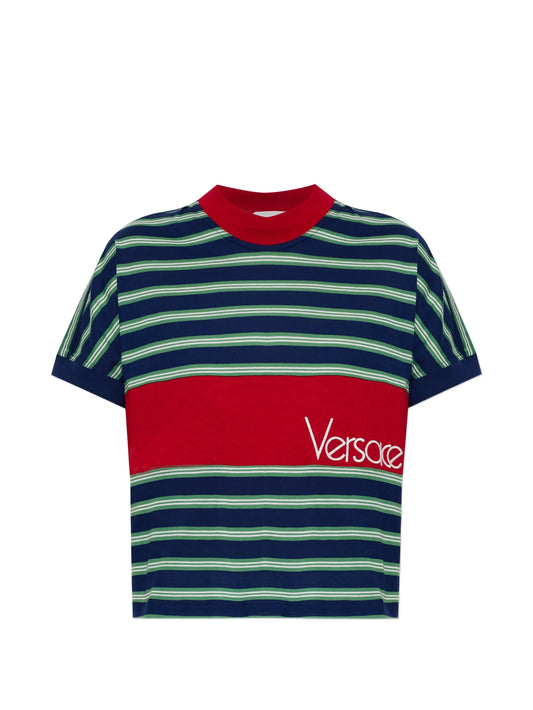 striped logo-embroidered T-shirt