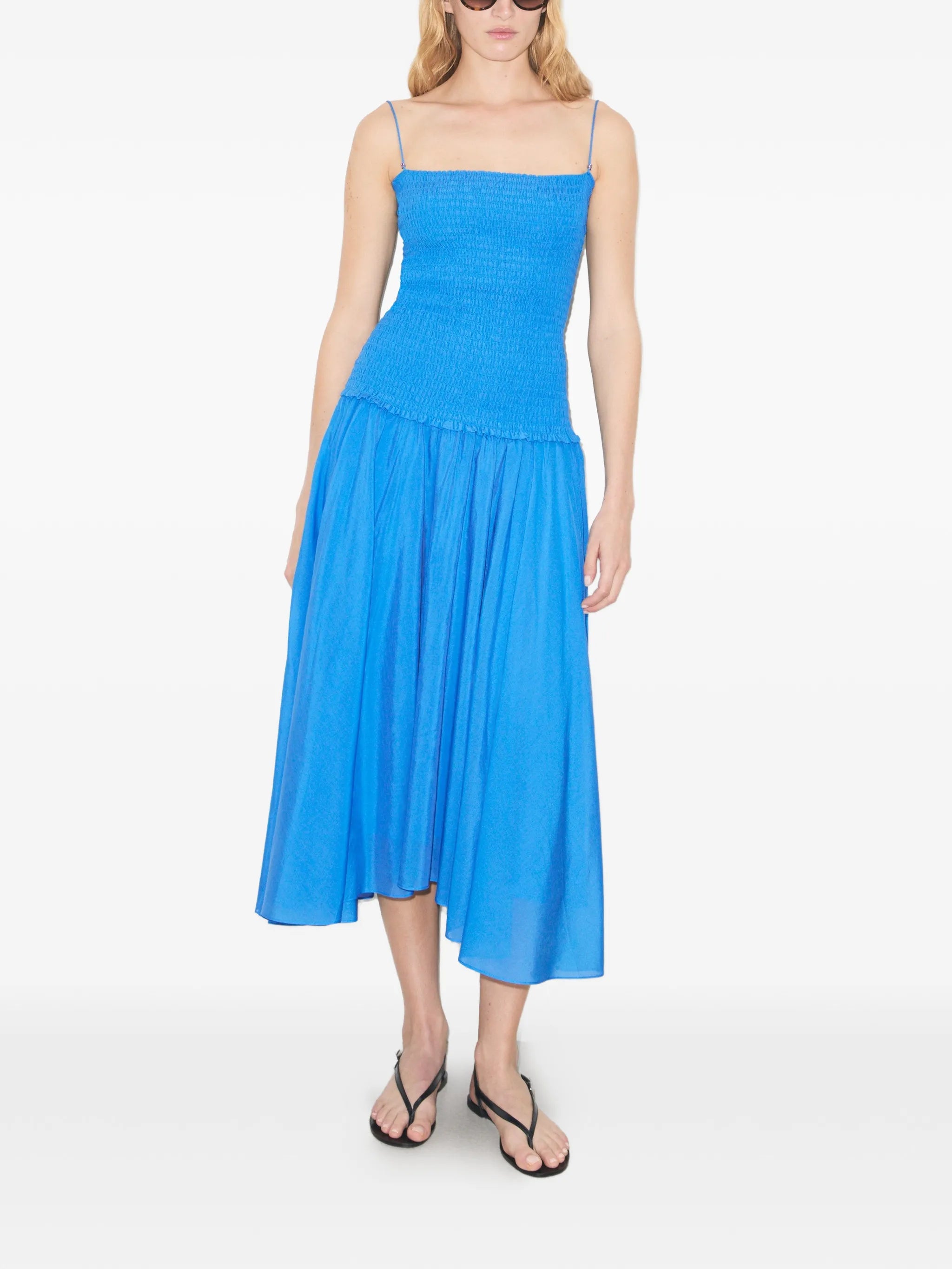 solid smocked dress