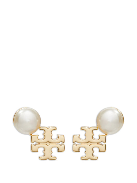 Moondance logo and pearl stud earrings