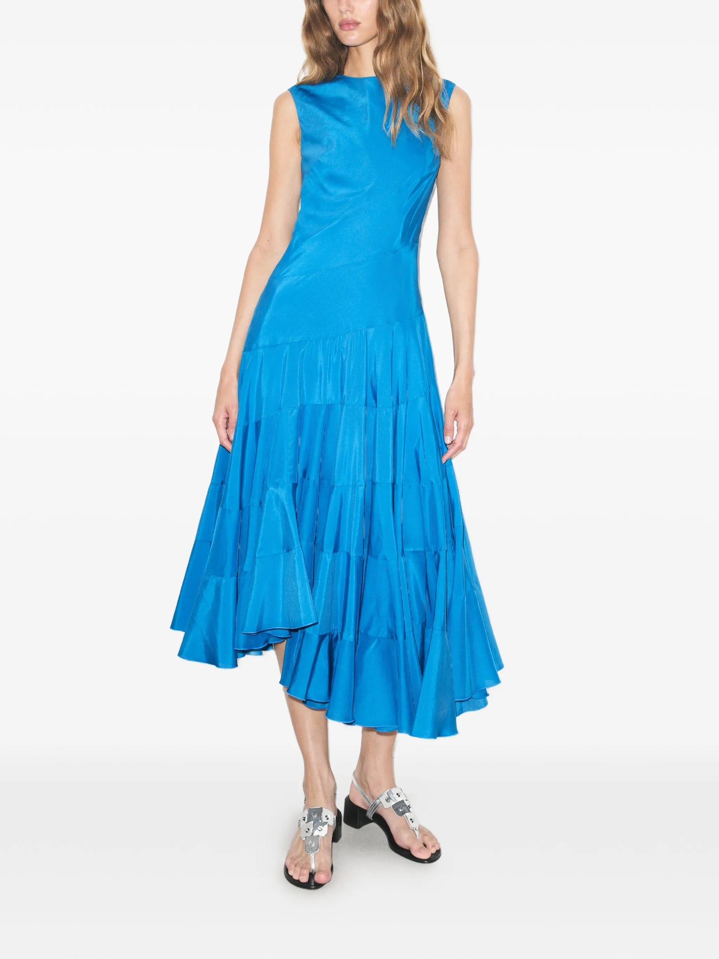 flared cotton silk dress