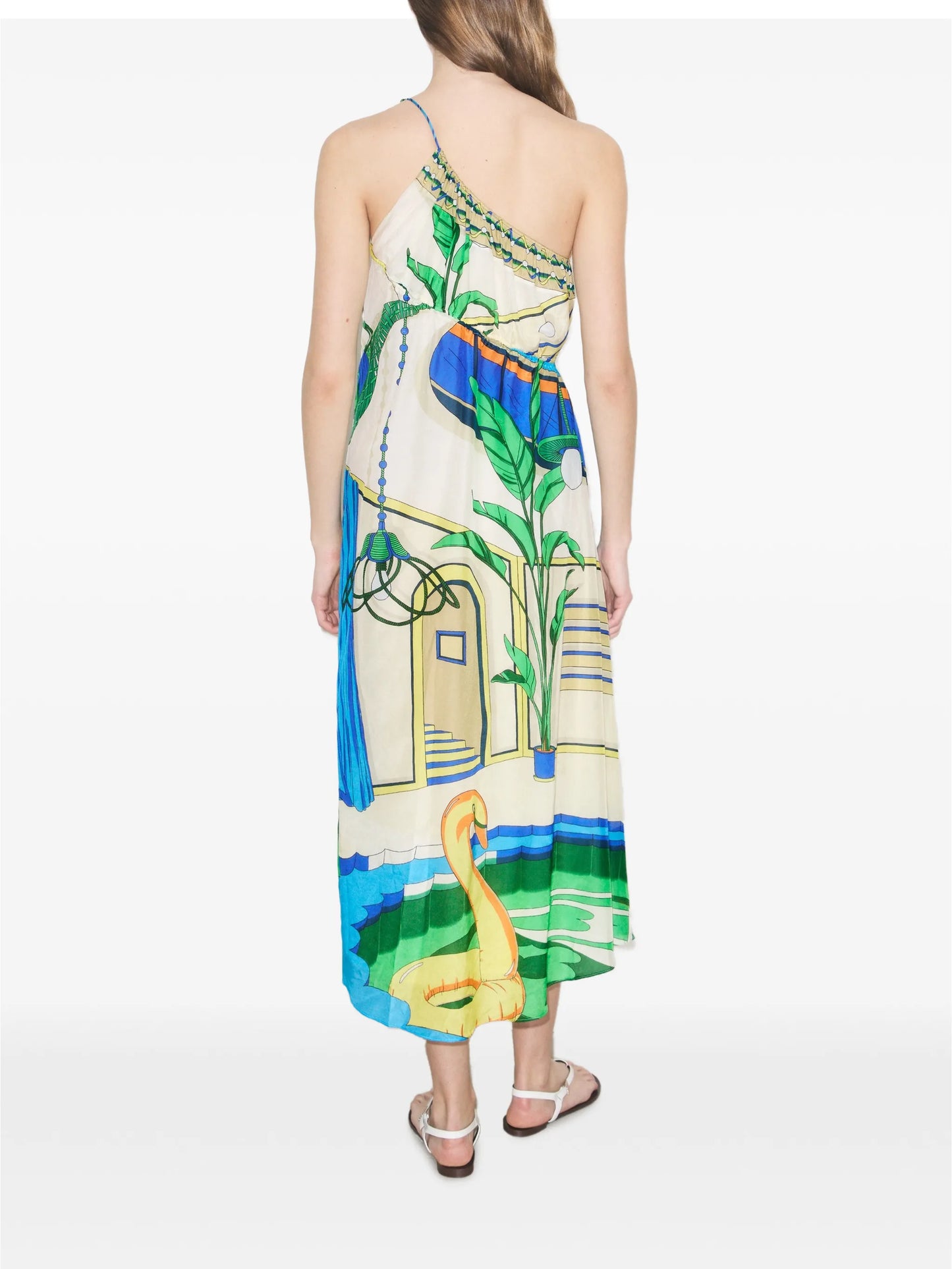 printed one-shoulder dress