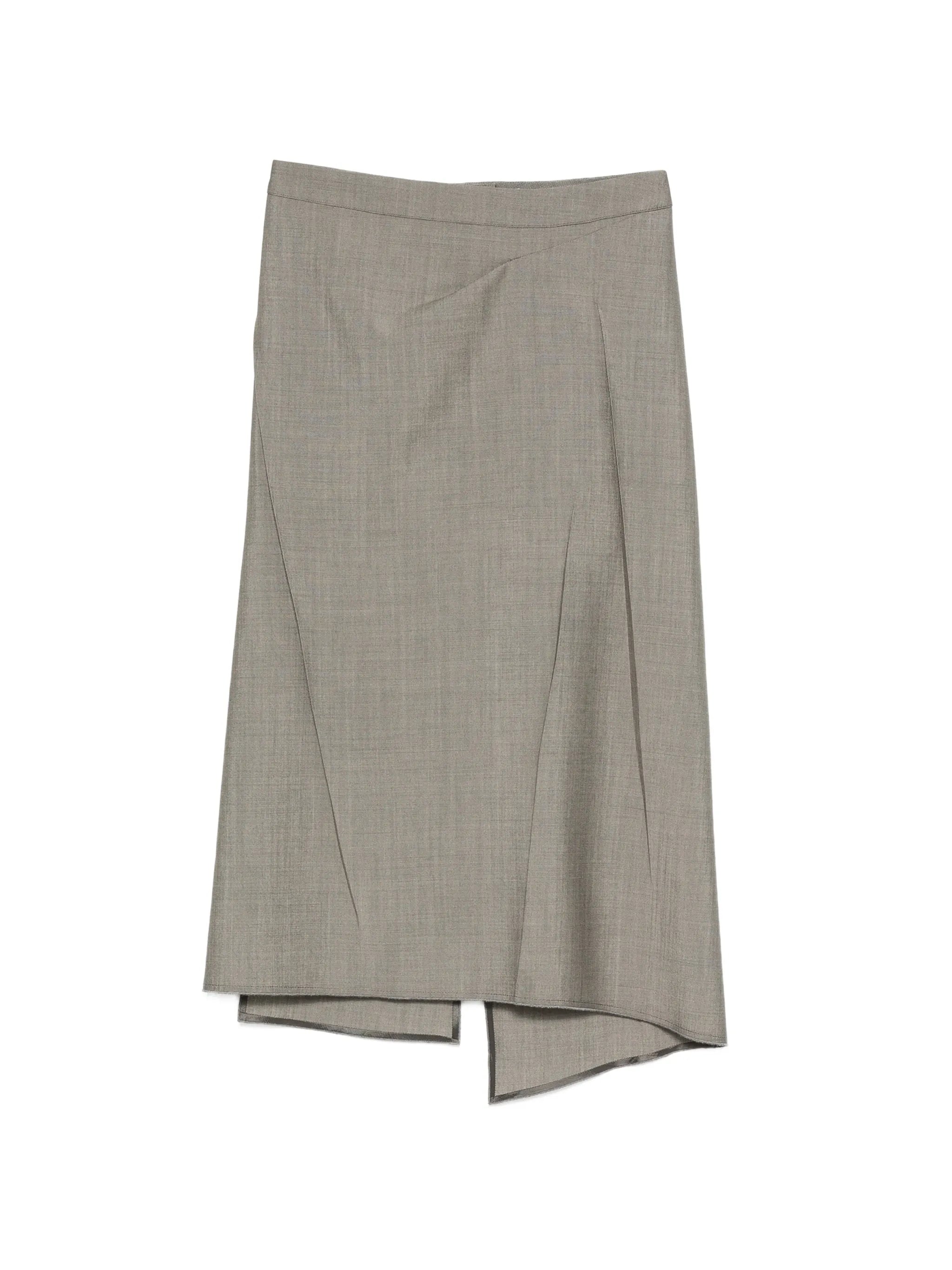 pressed tailored wool midi skirt