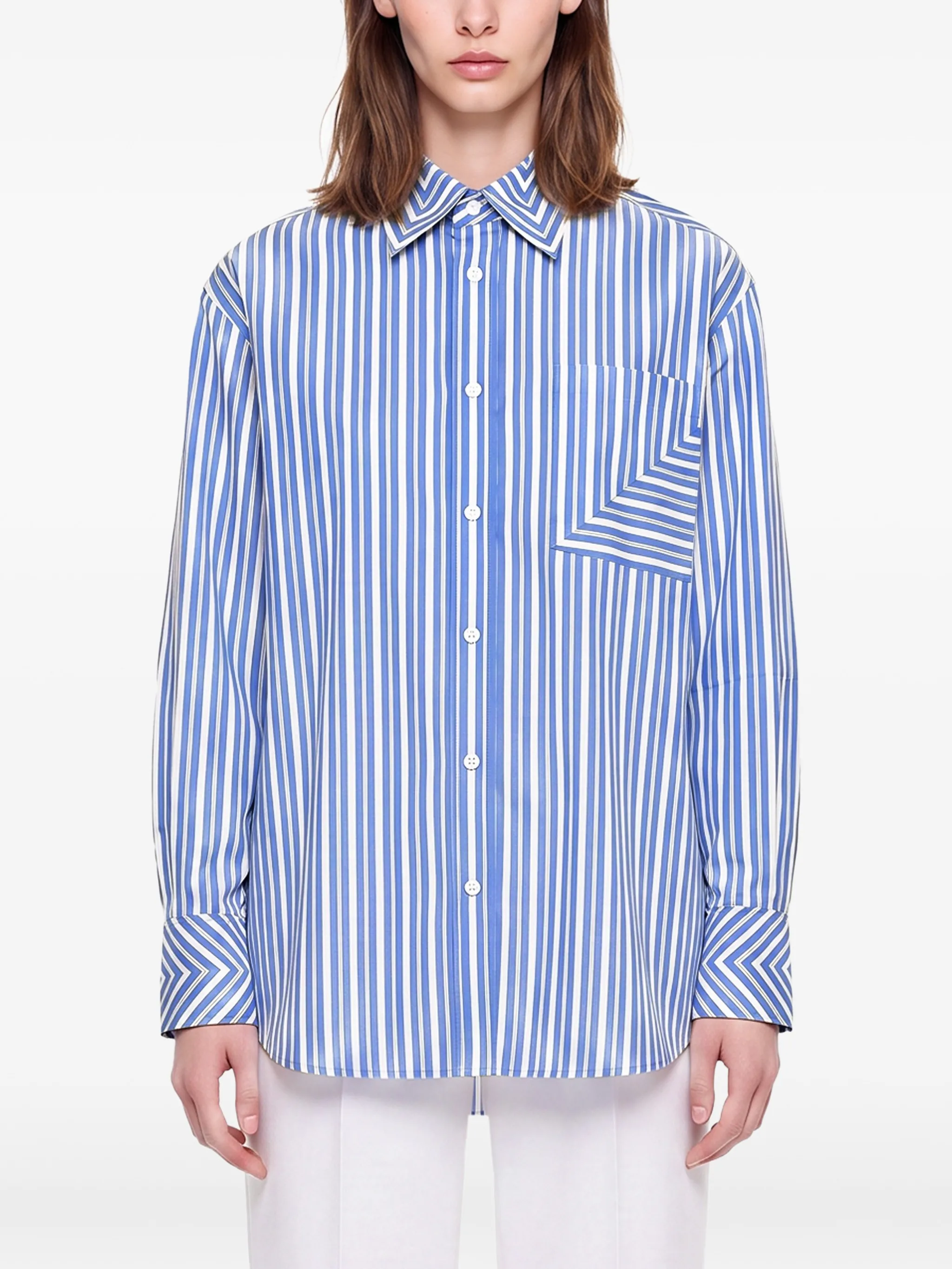 chest-pocket striped shirt
