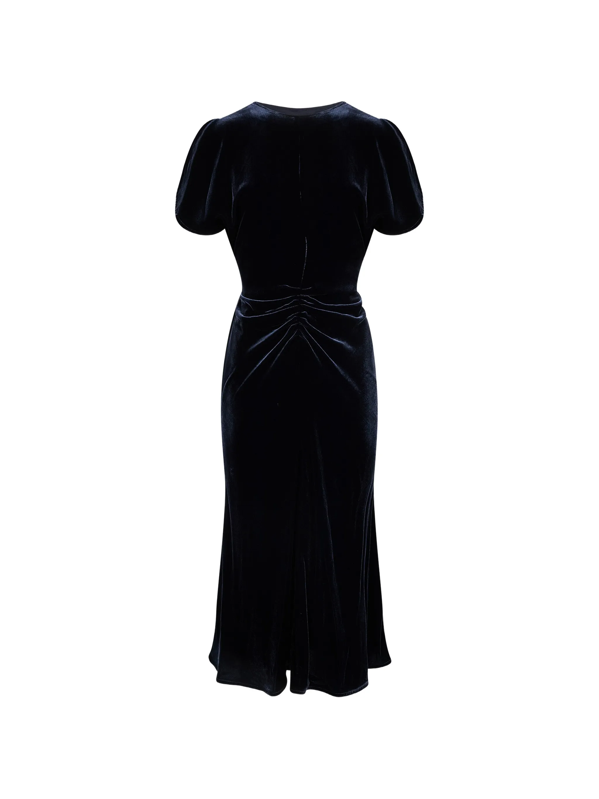 midi Bela gathered puff-sleeve dress