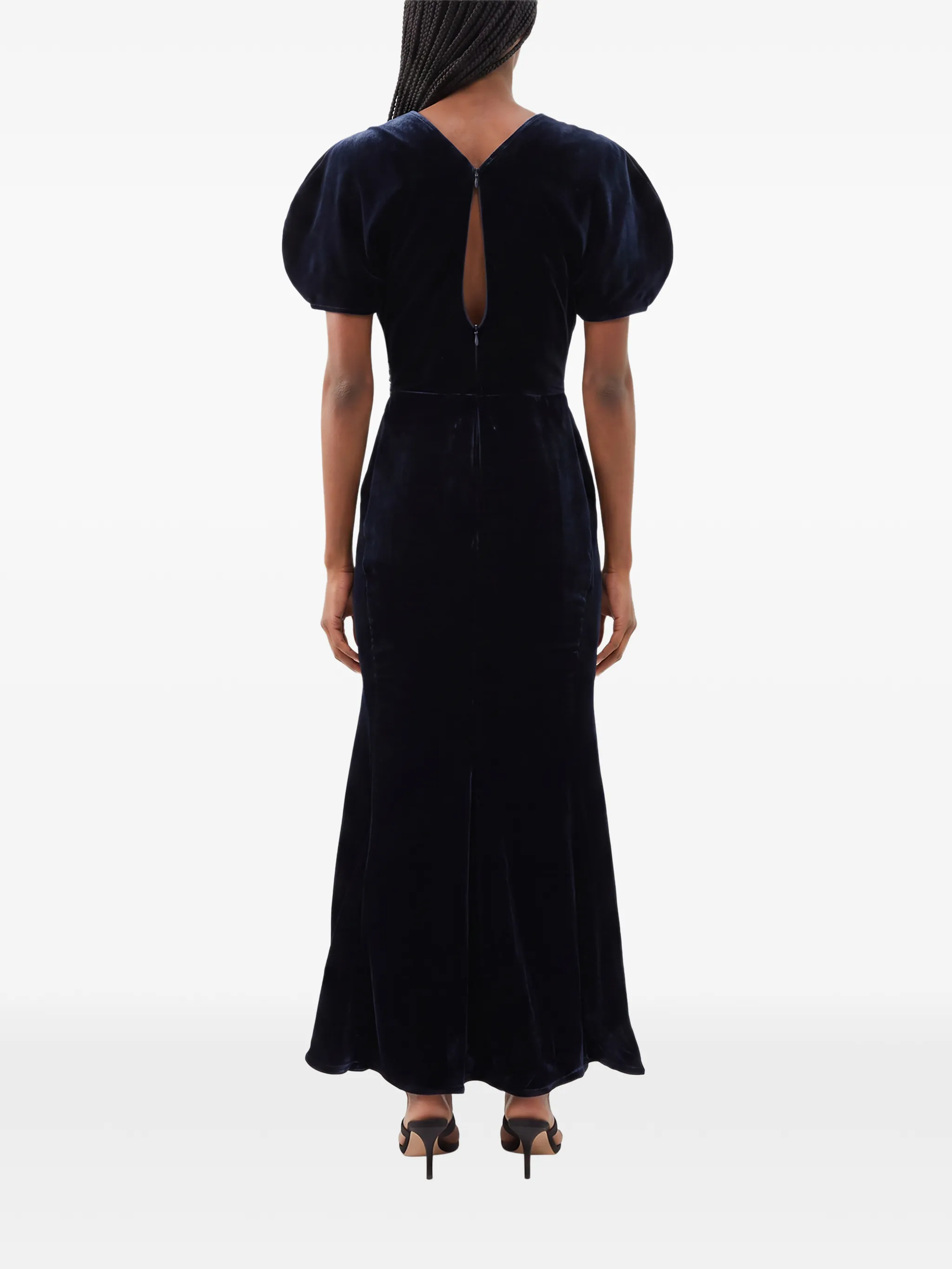 midi Bela gathered puff-sleeve dress
