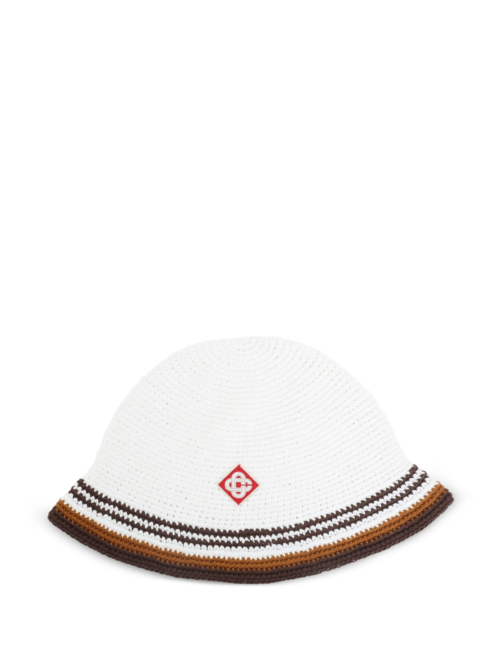 white  brown stripe crochet hat