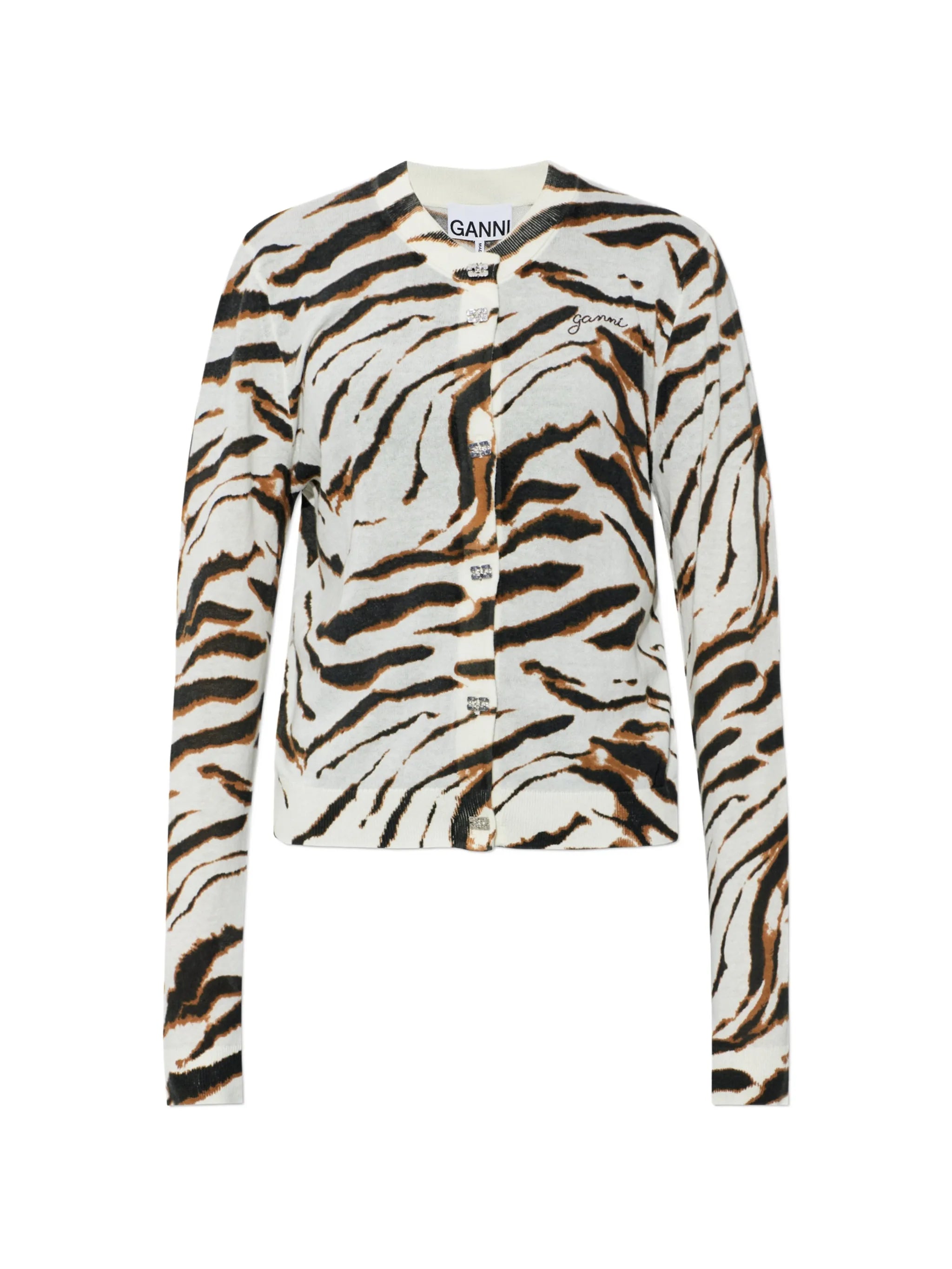 tiger-print logo-embroidered cardigan