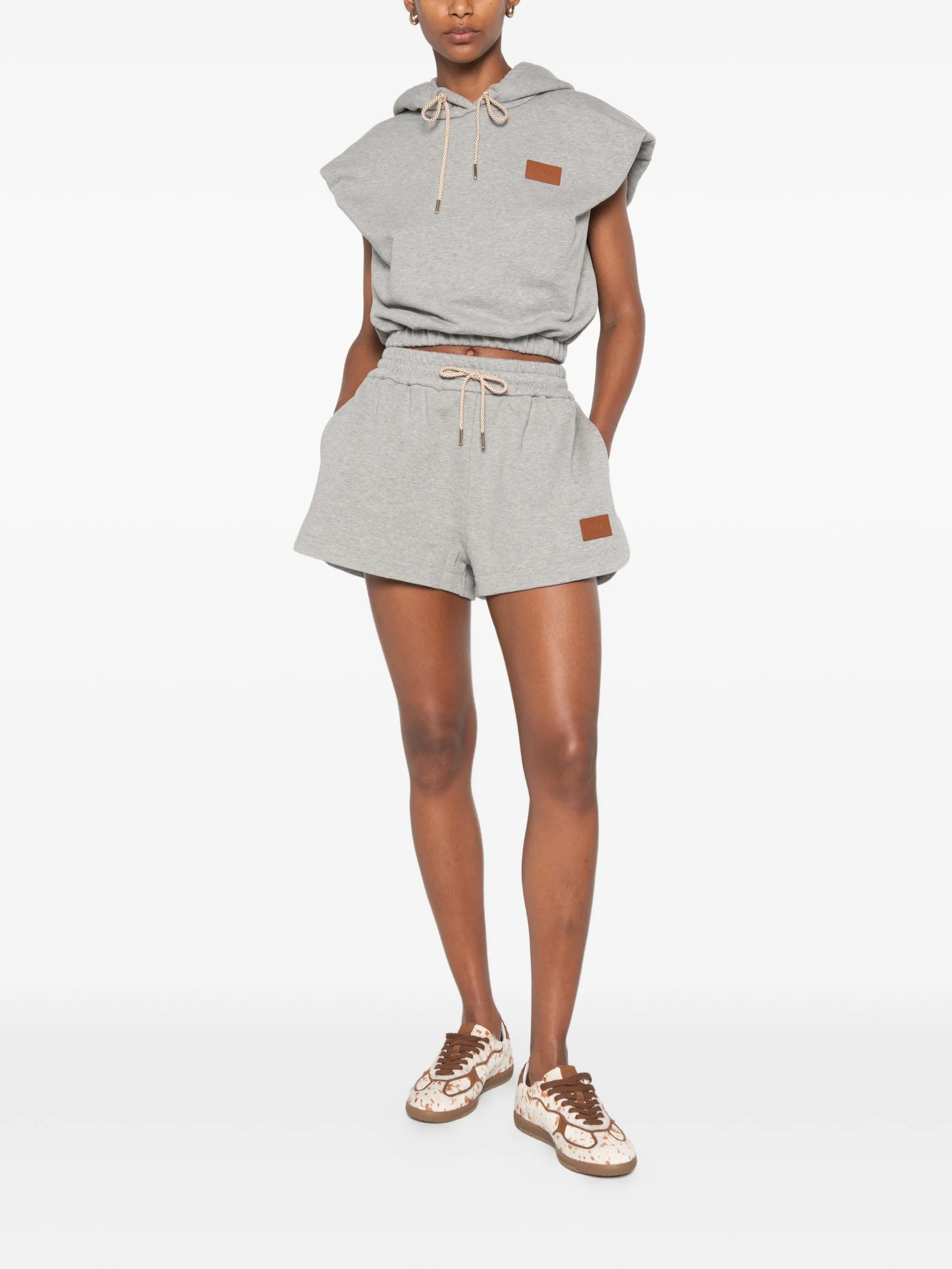 logo-patch sleeveless hoodie