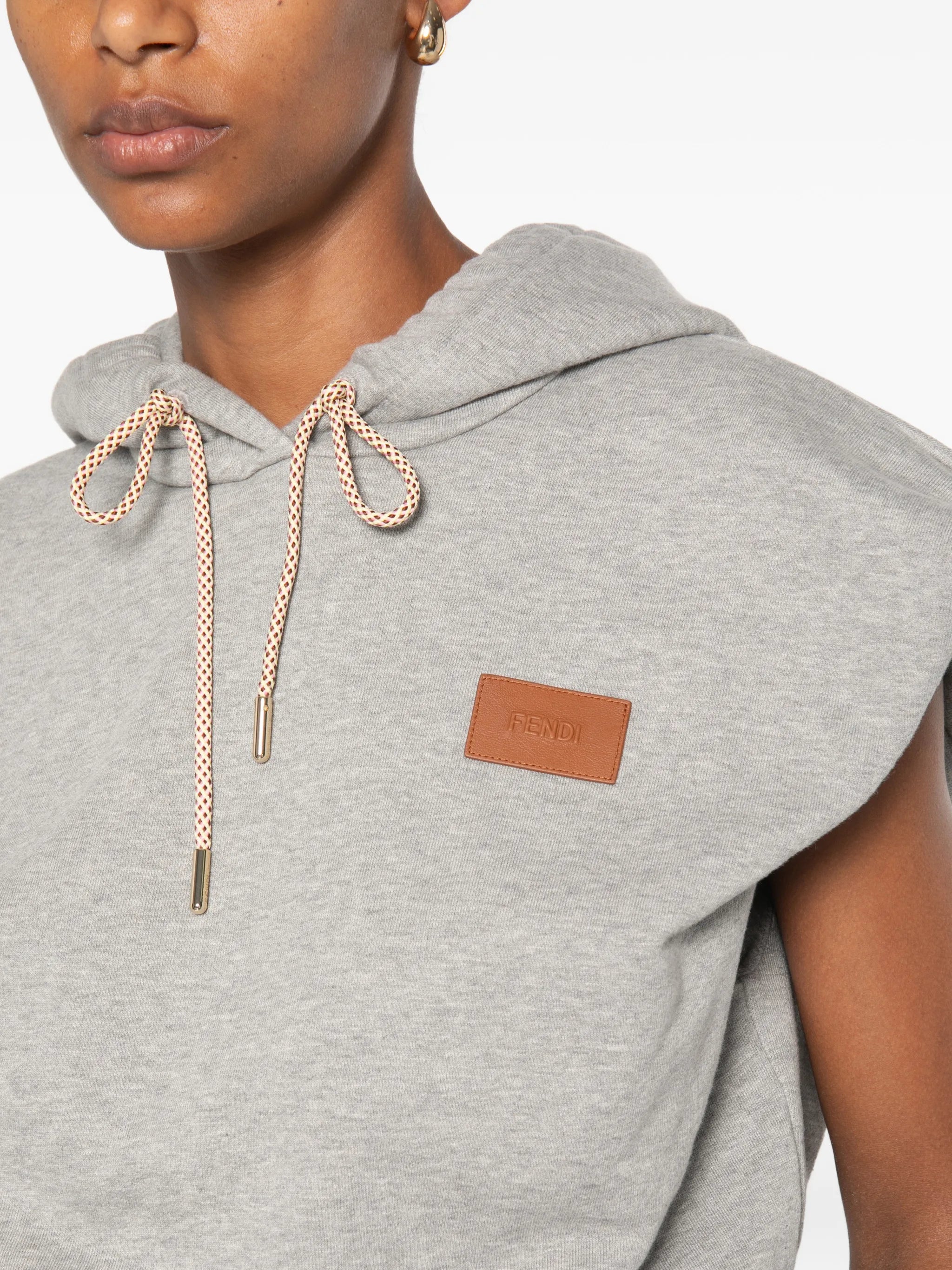 logo-patch sleeveless hoodie