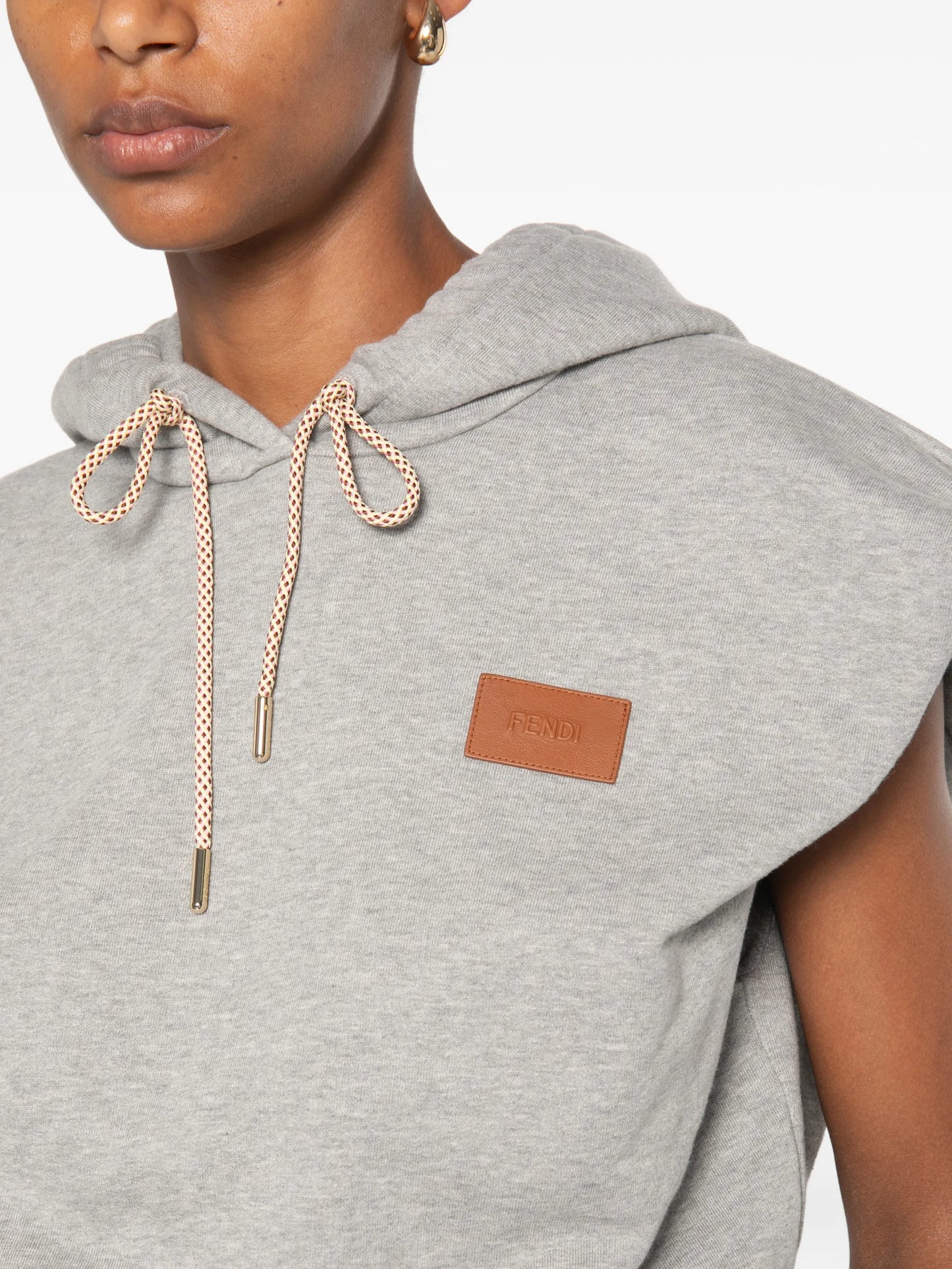 logo-patch sleeveless hoodie