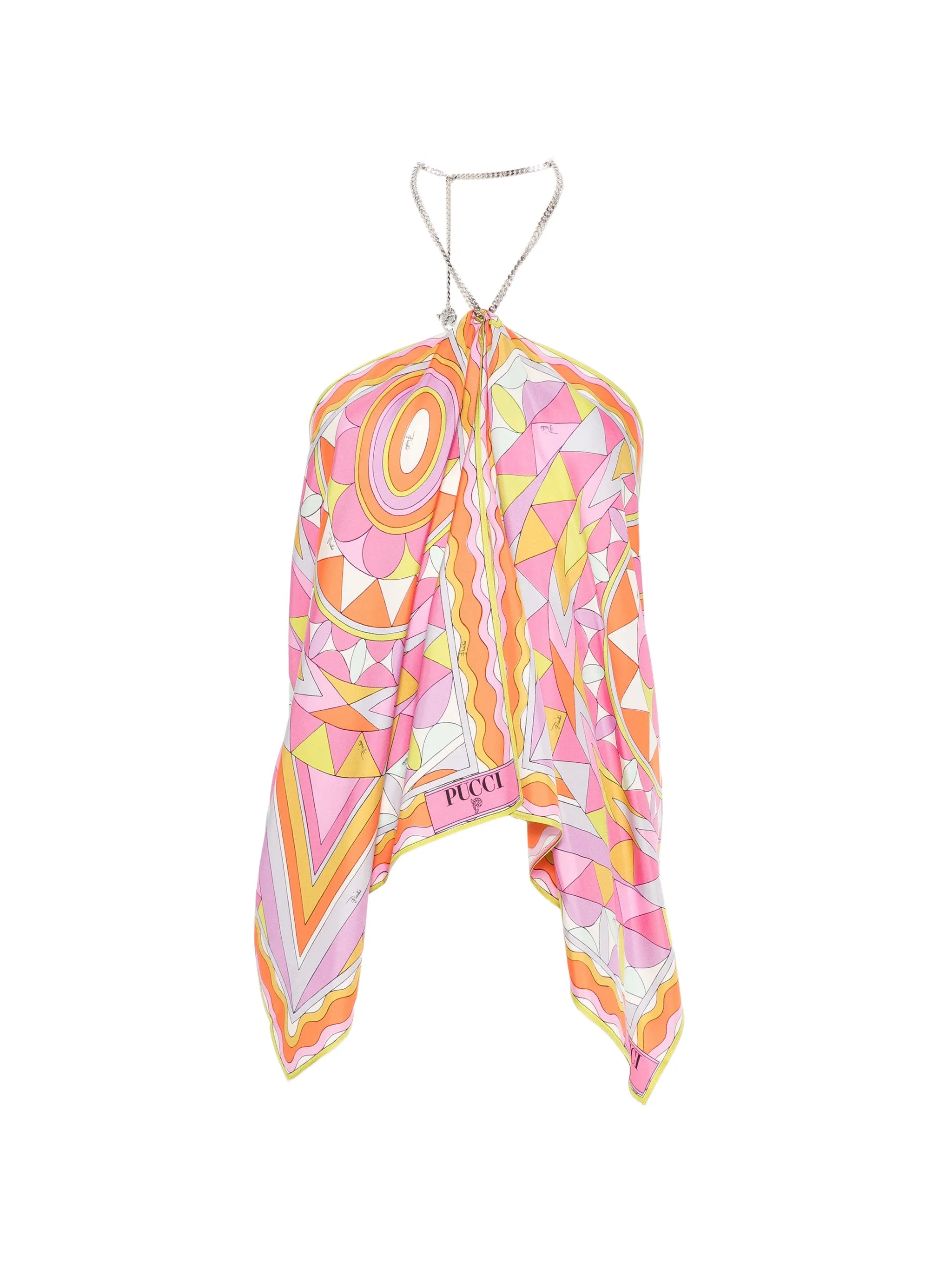 geometric-print chain-link halterneck top