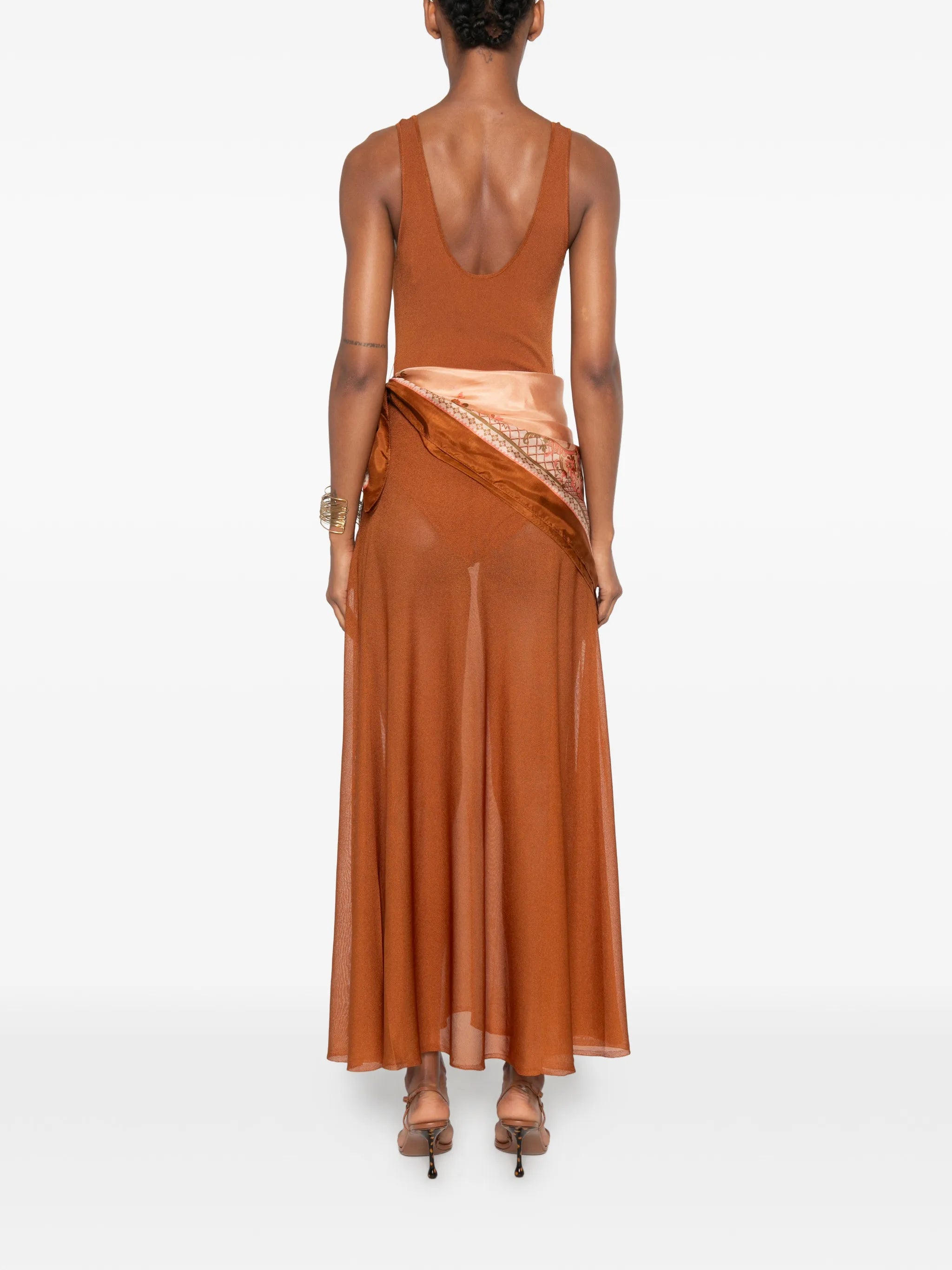scarf-detail sleeveless dress