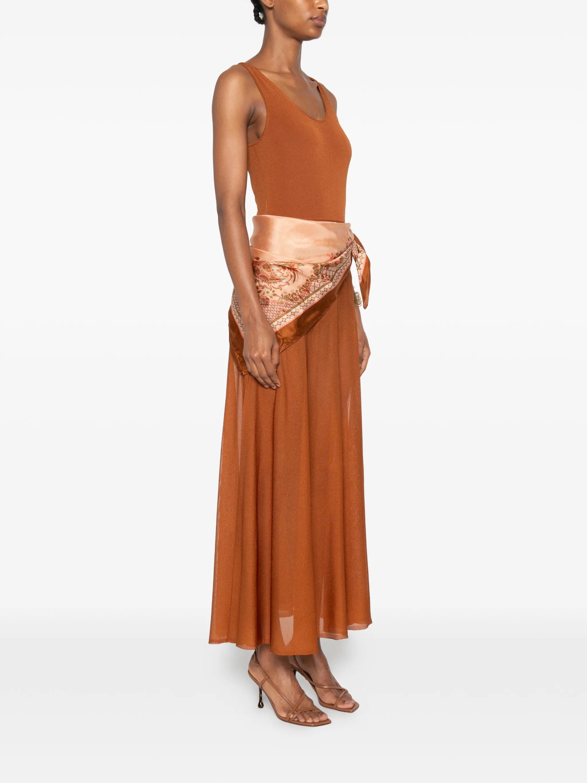 scarf-detail sleeveless dress