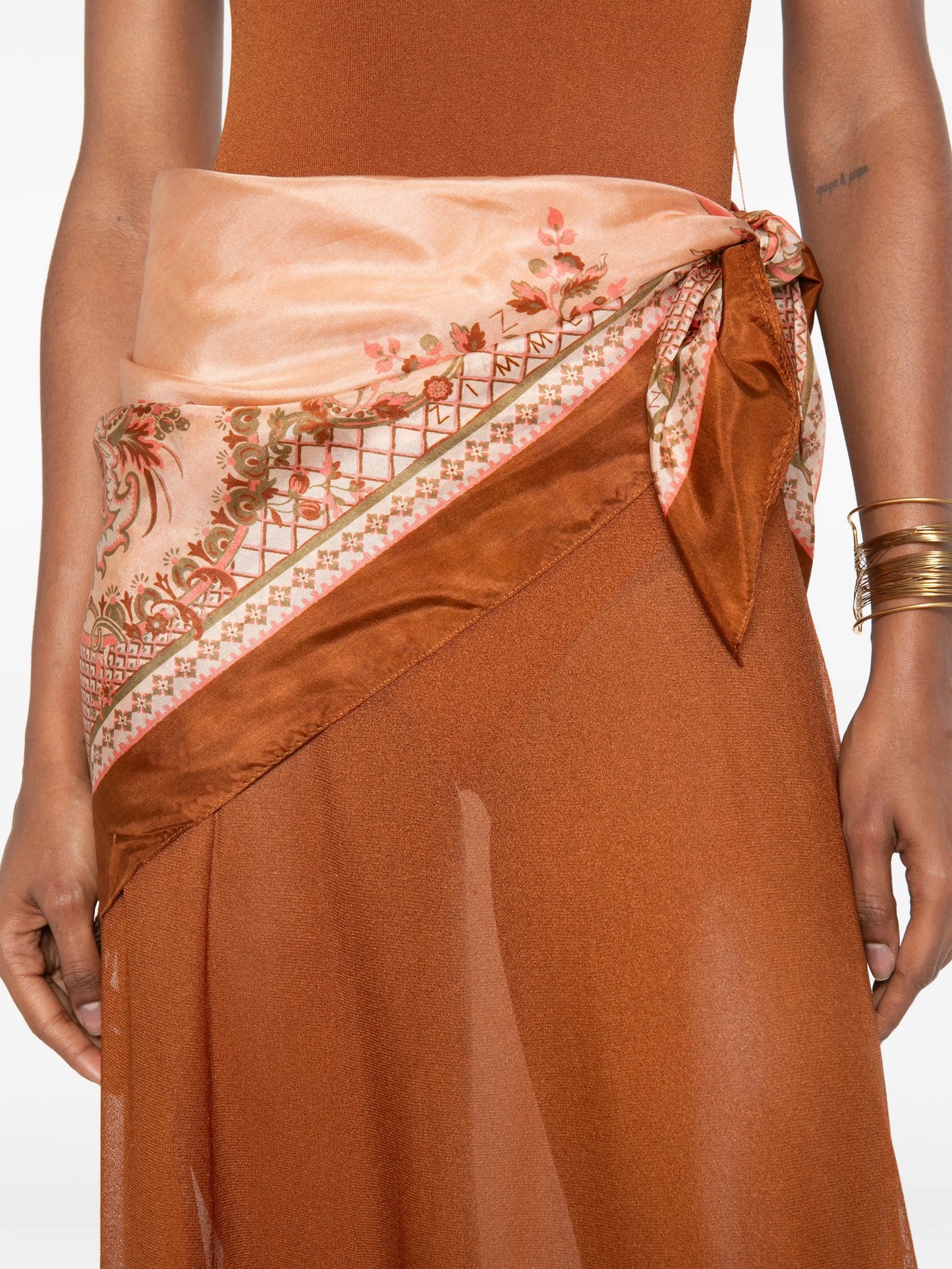 scarf-detail sleeveless dress