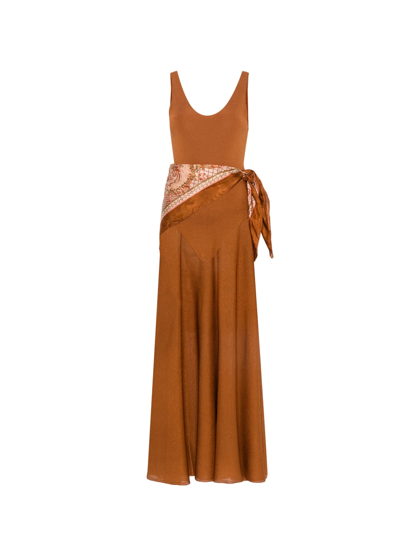 scarf-detail sleeveless dress