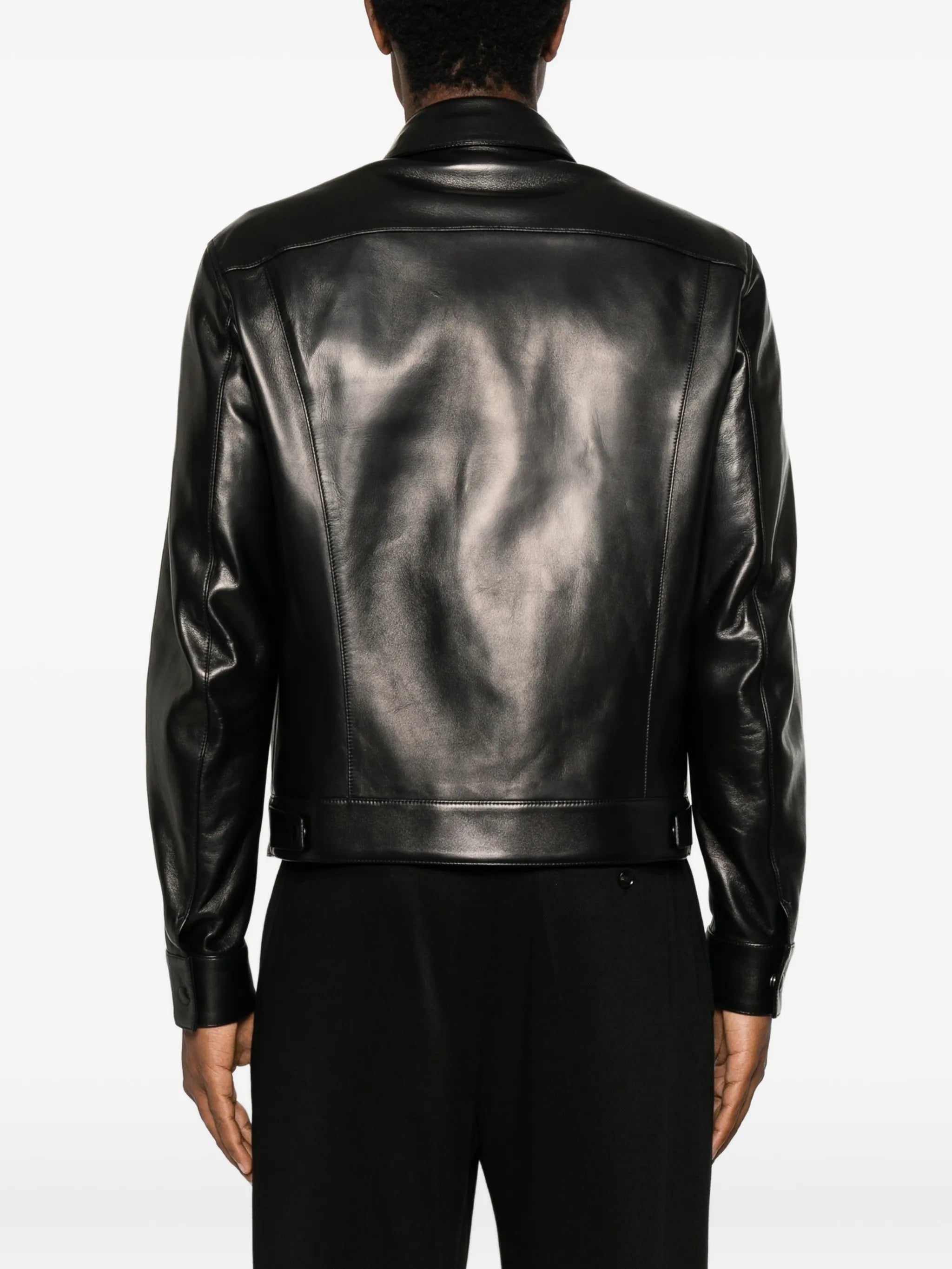 zip-up leather jacket