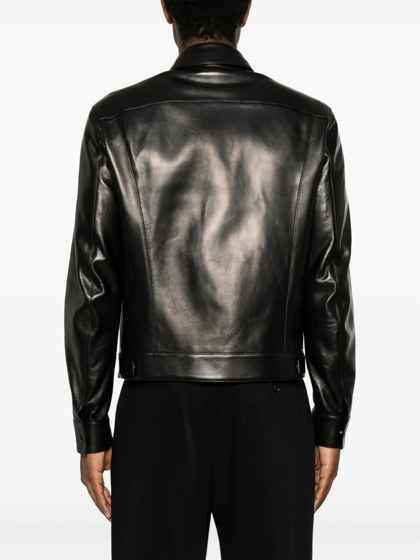 zip-up leather jacket