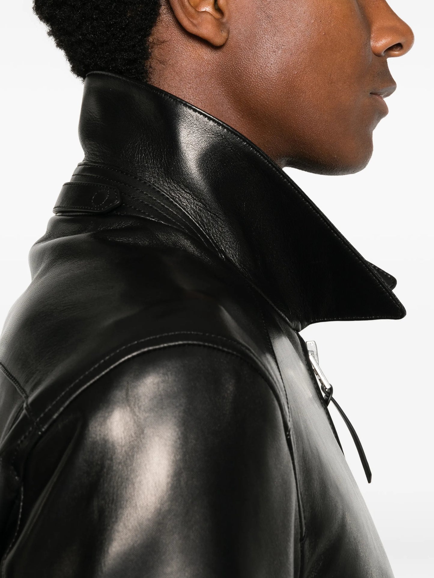 zip-up leather jacket
