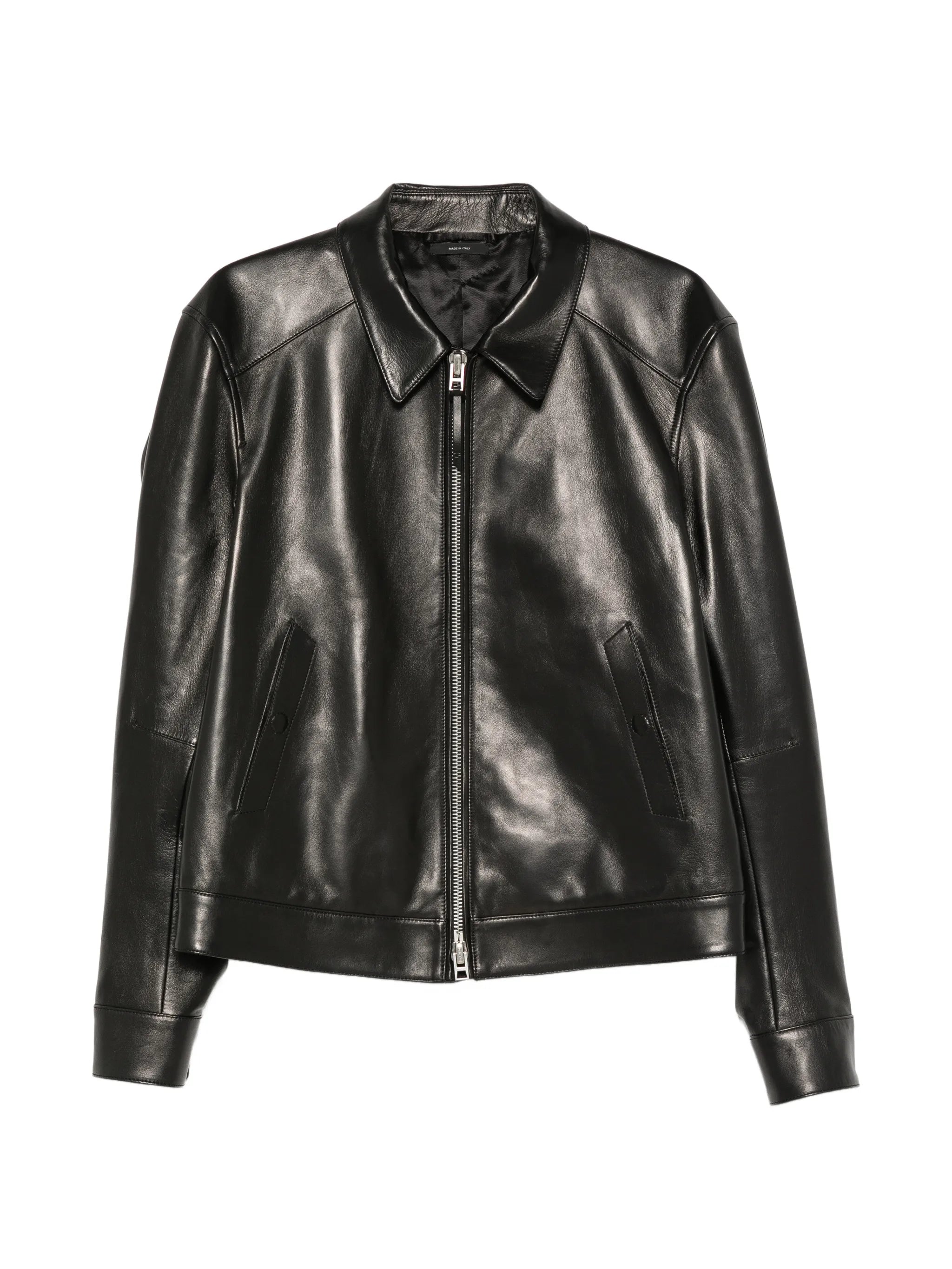 zip-up leather jacket