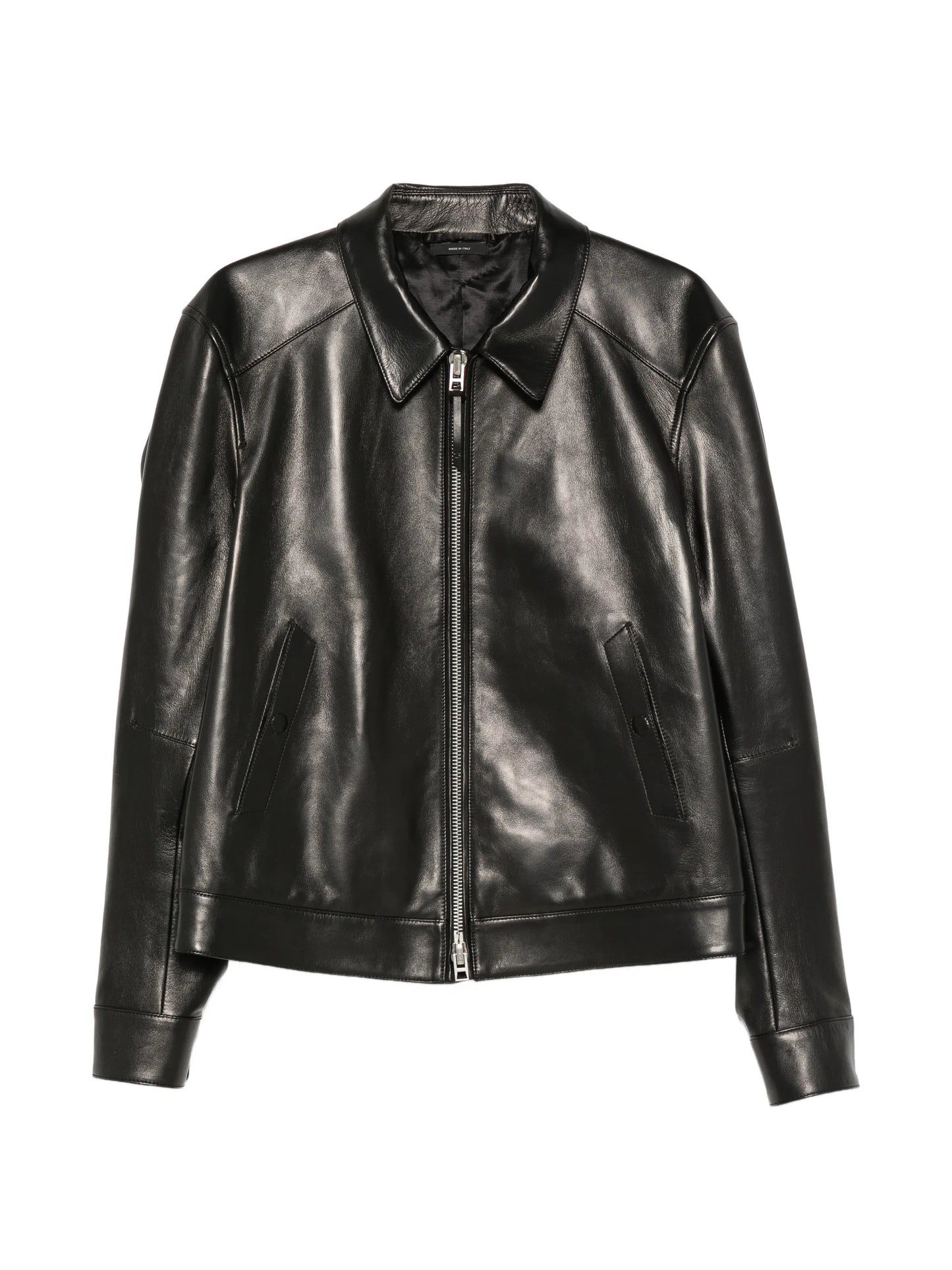zip-up leather jacket