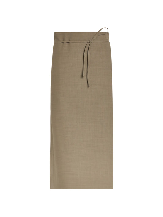 tie-fastening midi skirt