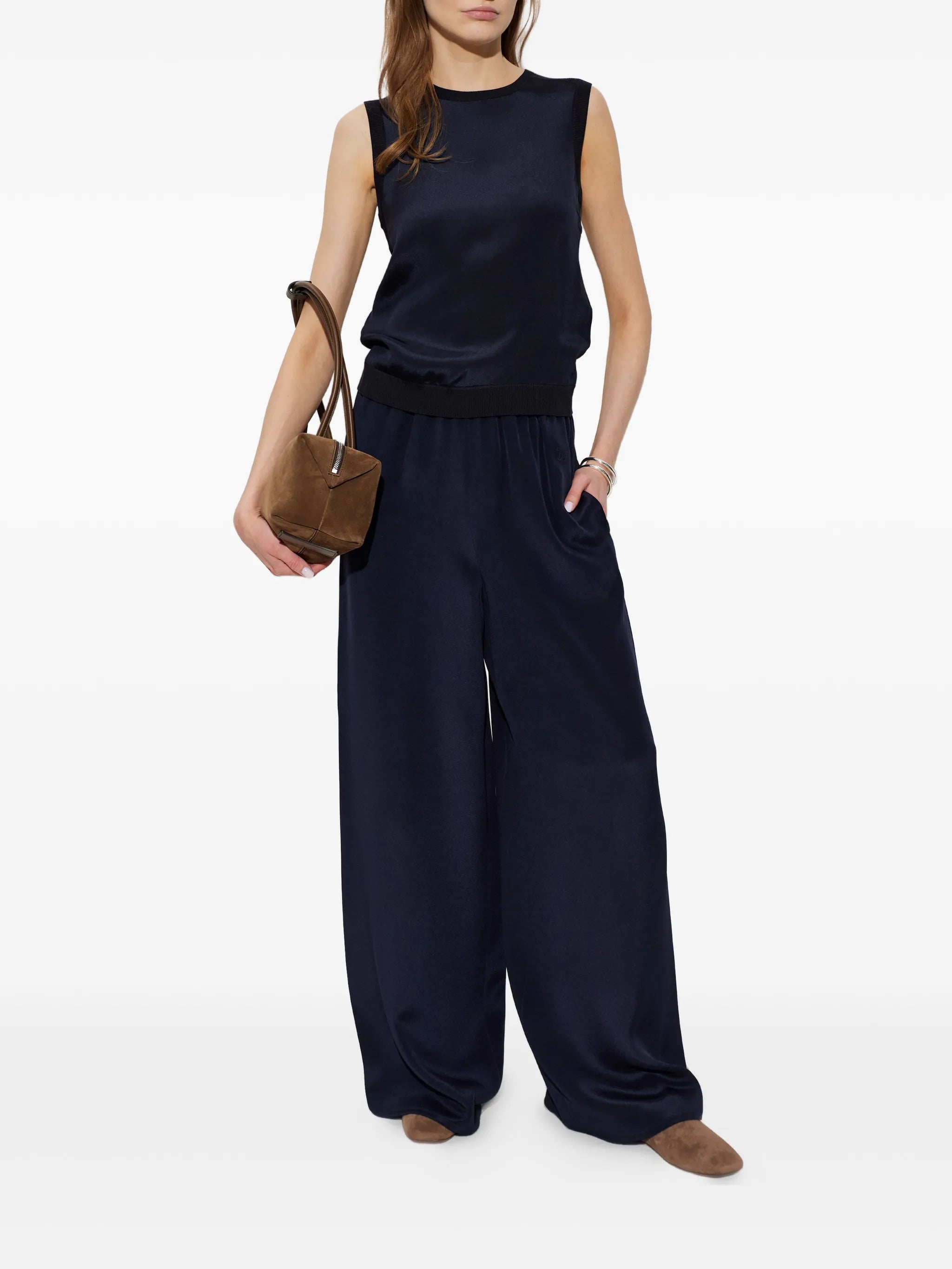 Volonta wide-leg silk trousers