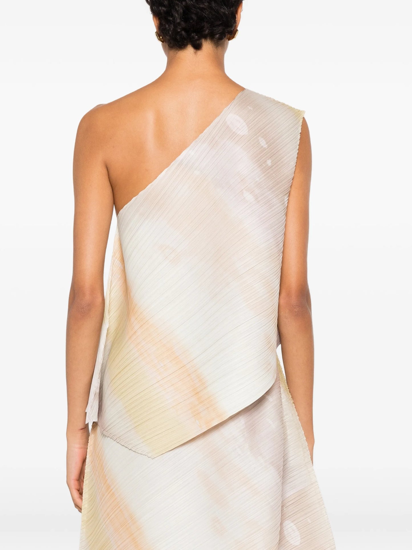 one-shoulder pleated top