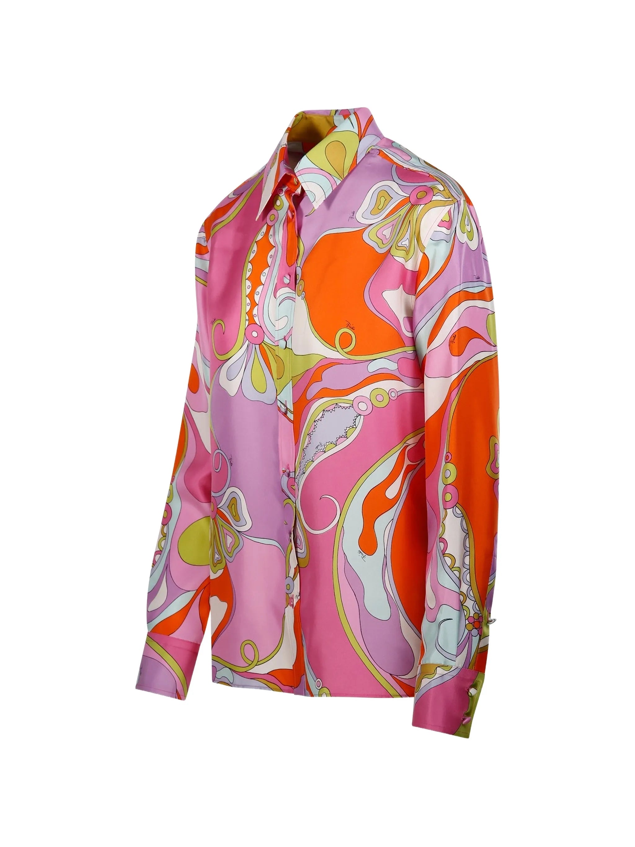 abstract-print silk shirt