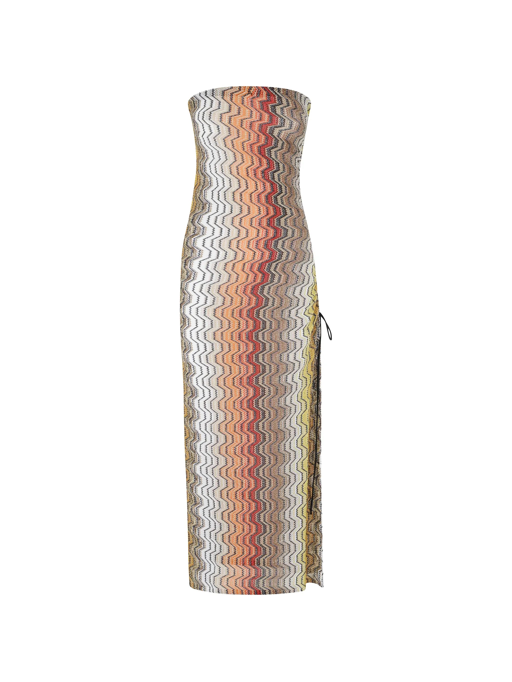 chevron-knit drawstring dress