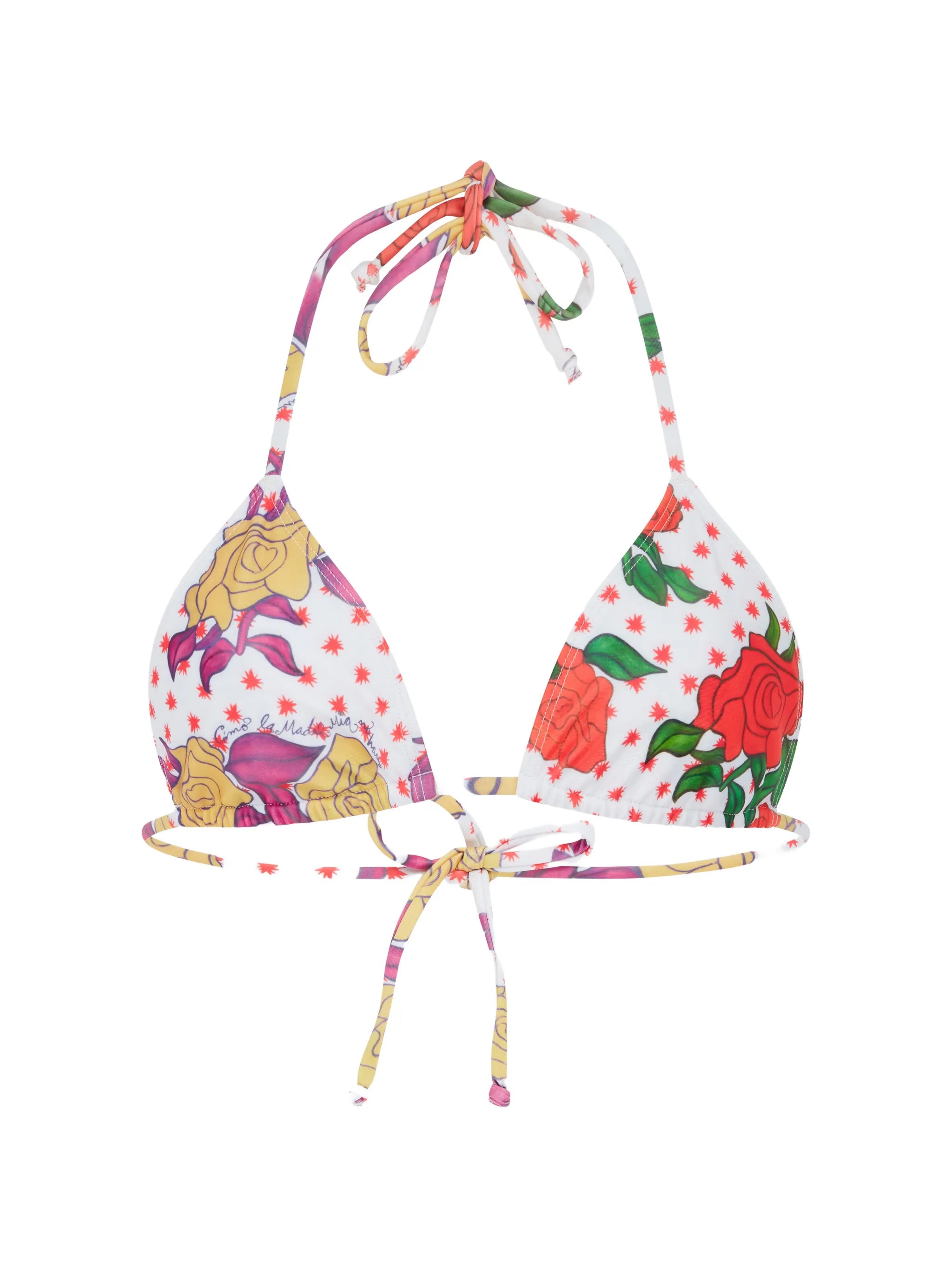 floral-print triangle bikini top