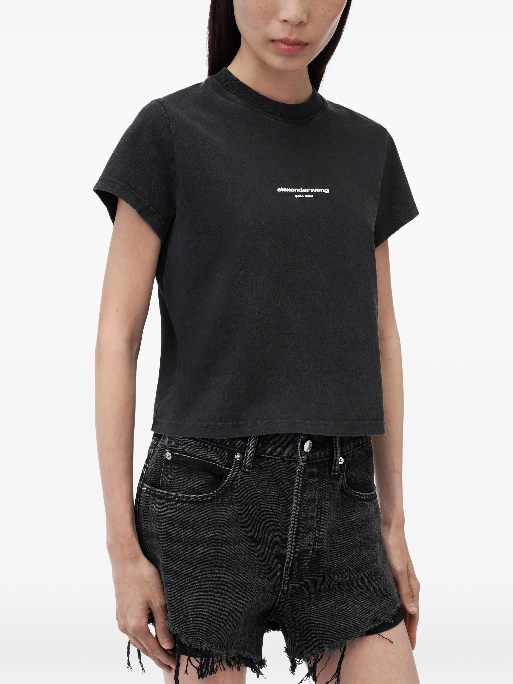 logo-print shrunken short-sleeve T-shirt