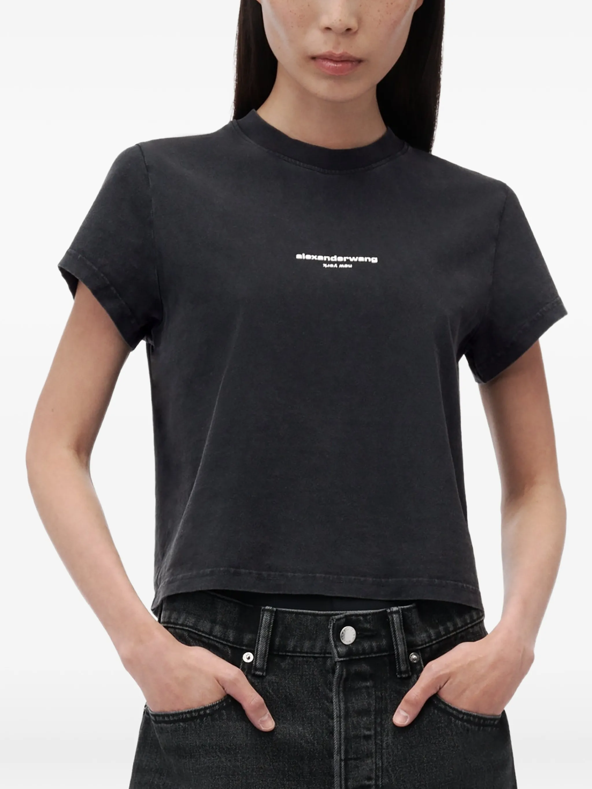 logo-print shrunken short-sleeve T-shirt